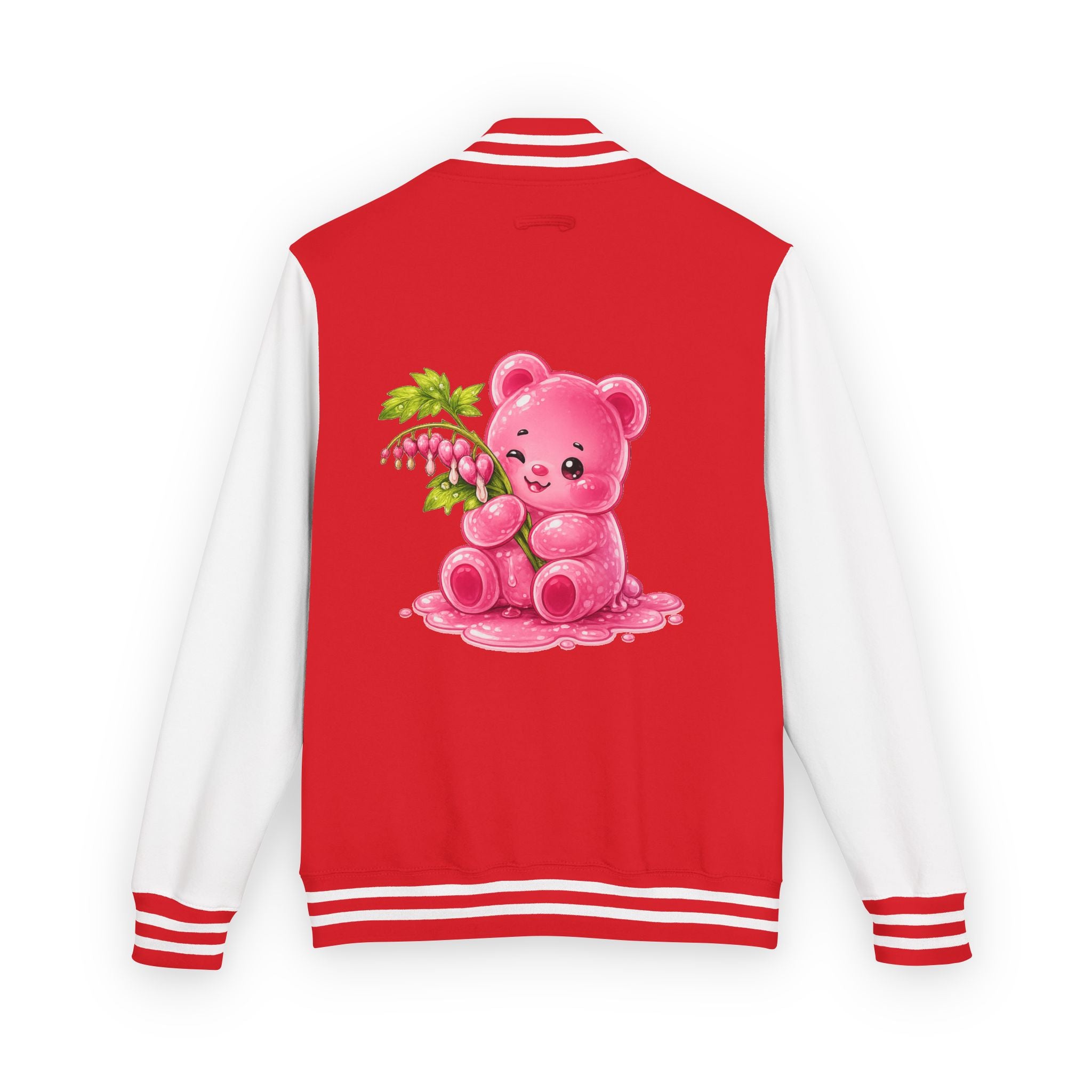 Bleeding Hearts, Pink Gooey Gummy Bear Friend  — Retro Varsity Coat