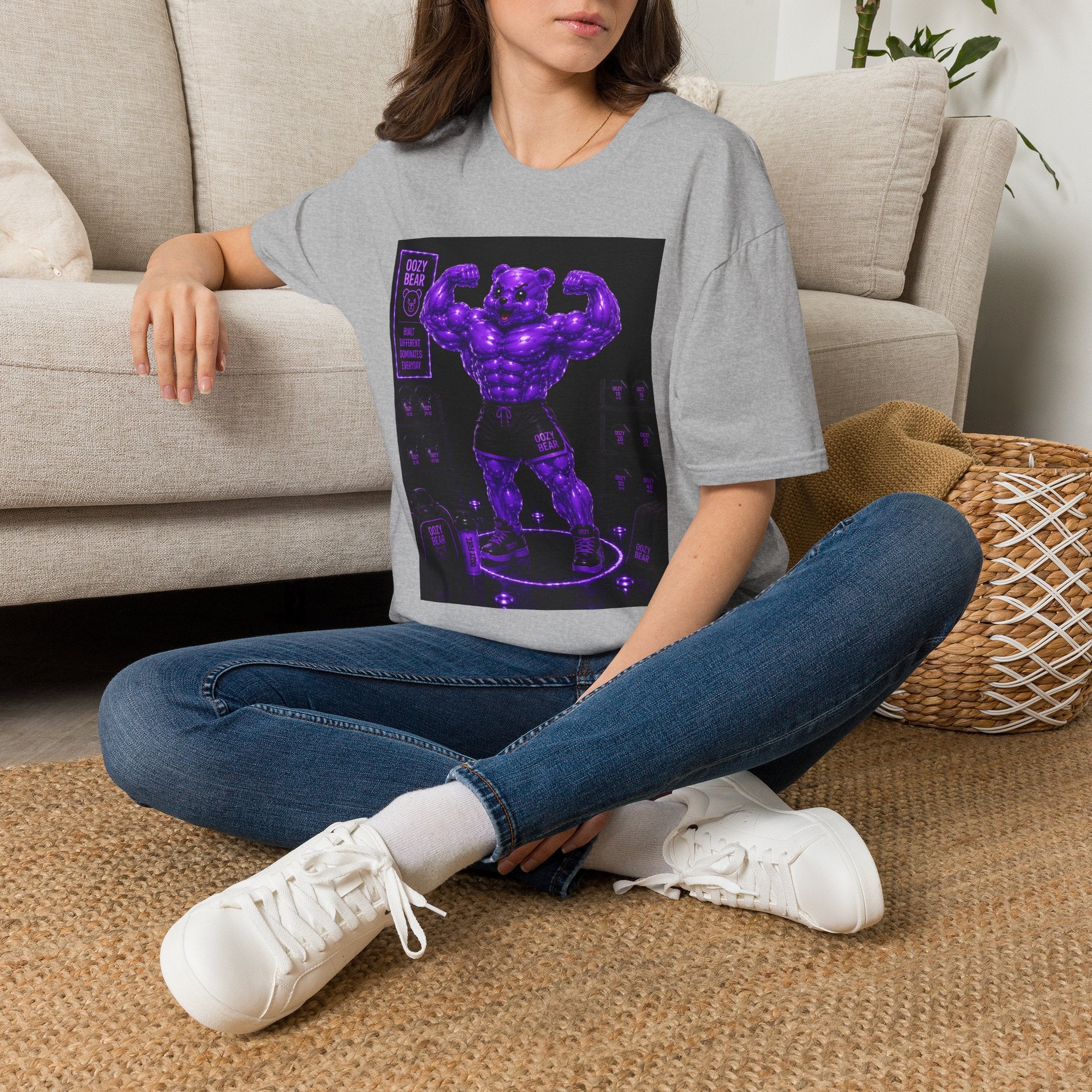 Flexing Muscles, After Workout Oozy Buff Bear Gym Gummy- Adult Graphic Shirt