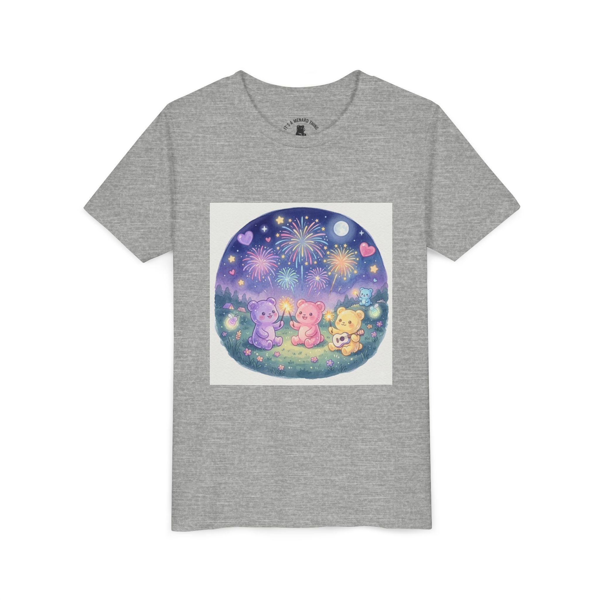 Gooey Gummy Bear Friends Watching Fireworks Youth Short Sleeve Shirt