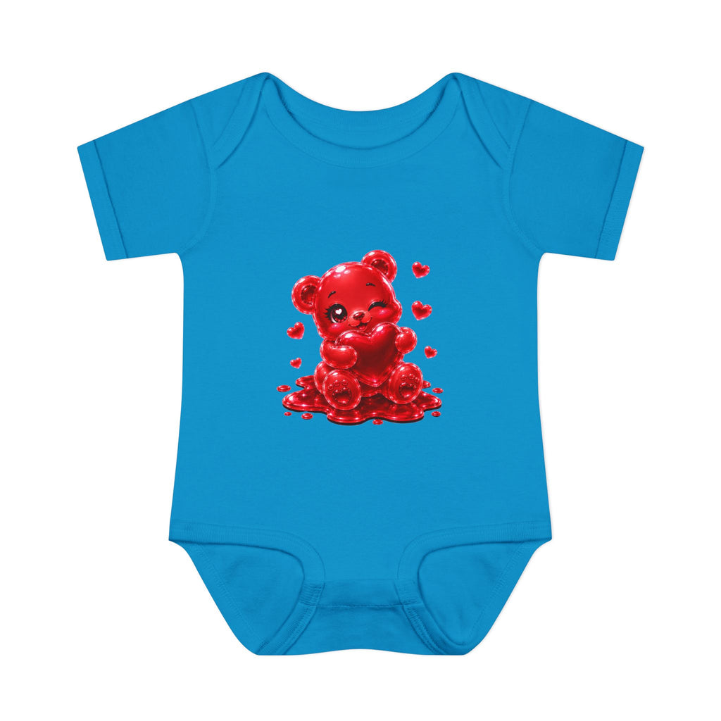 Special Red Heart Oozy Bear Baby Gummy Cutie Addition- Graphic Onesie