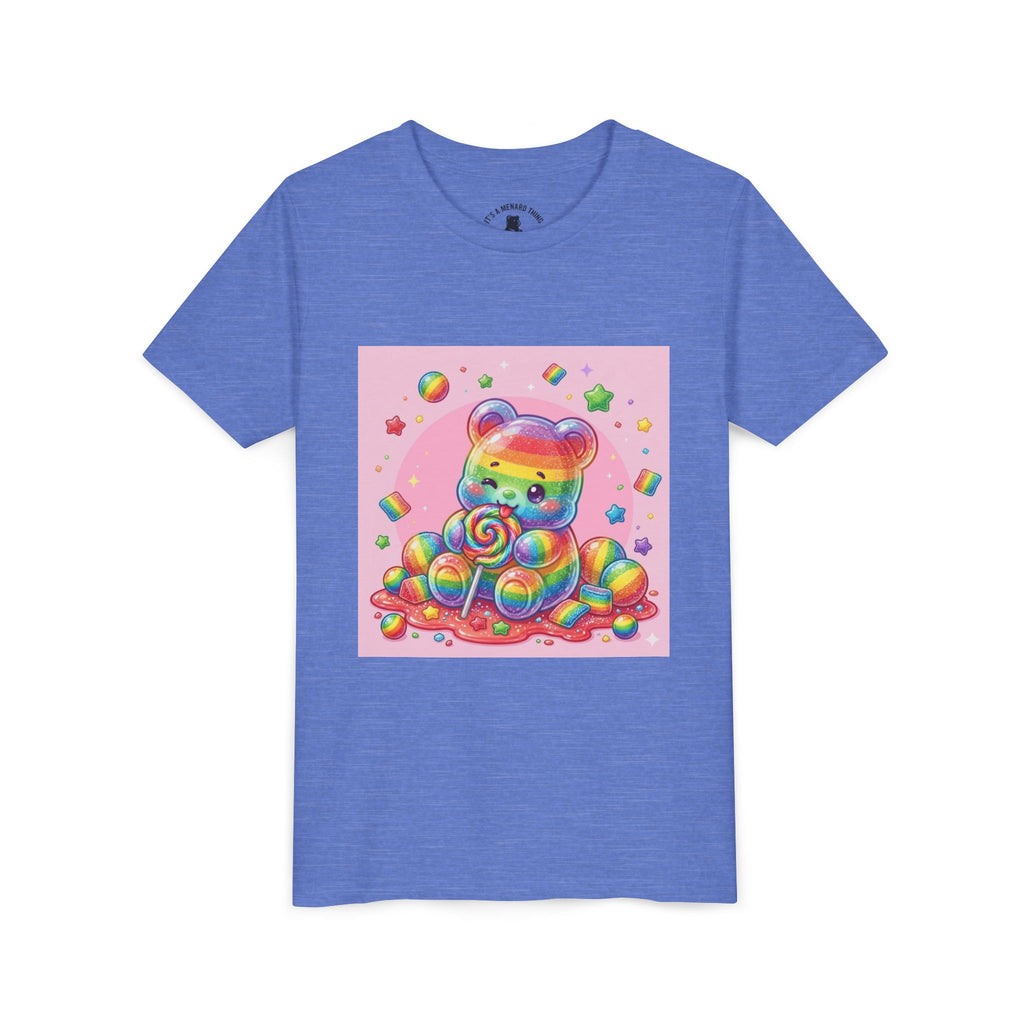 Rainbow Stripe Gooey Gummy Bear Youth T-Shirt