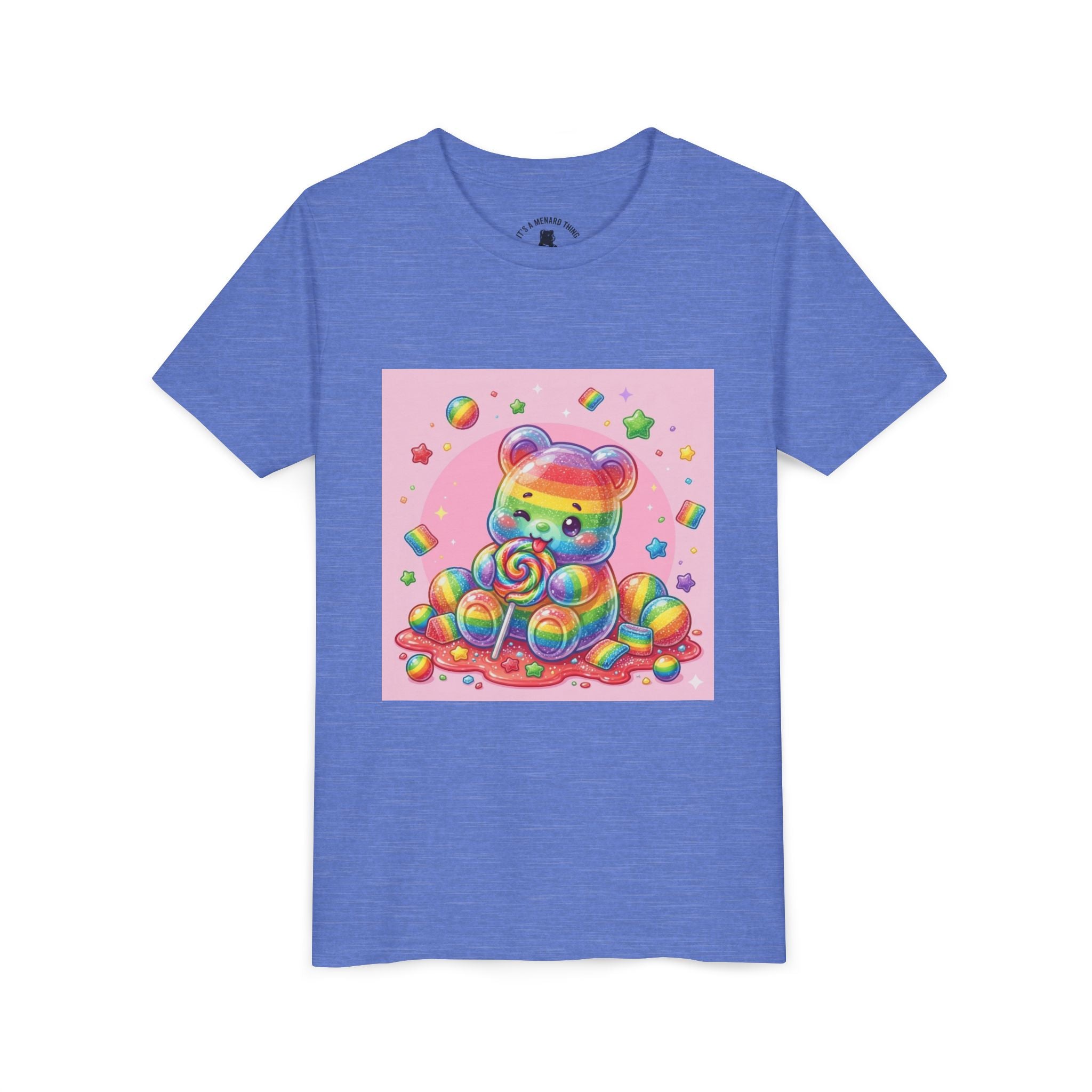 Rainbow Stripe Gooey Gummy Bear Youth T-Shirt