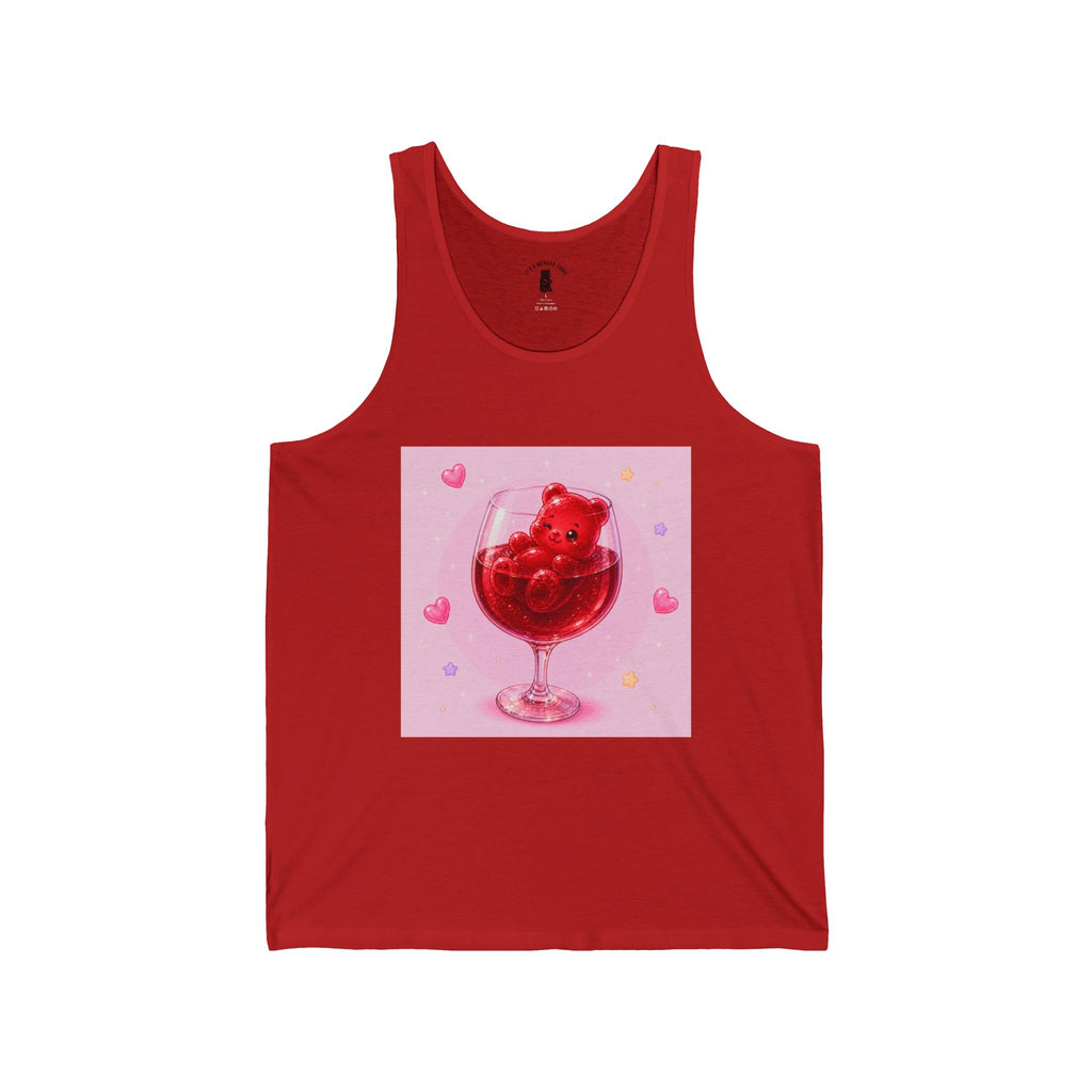 Cute Gummy Bear Wine Glass Tank Top — Sweet Valentine Bubblegum Graphic