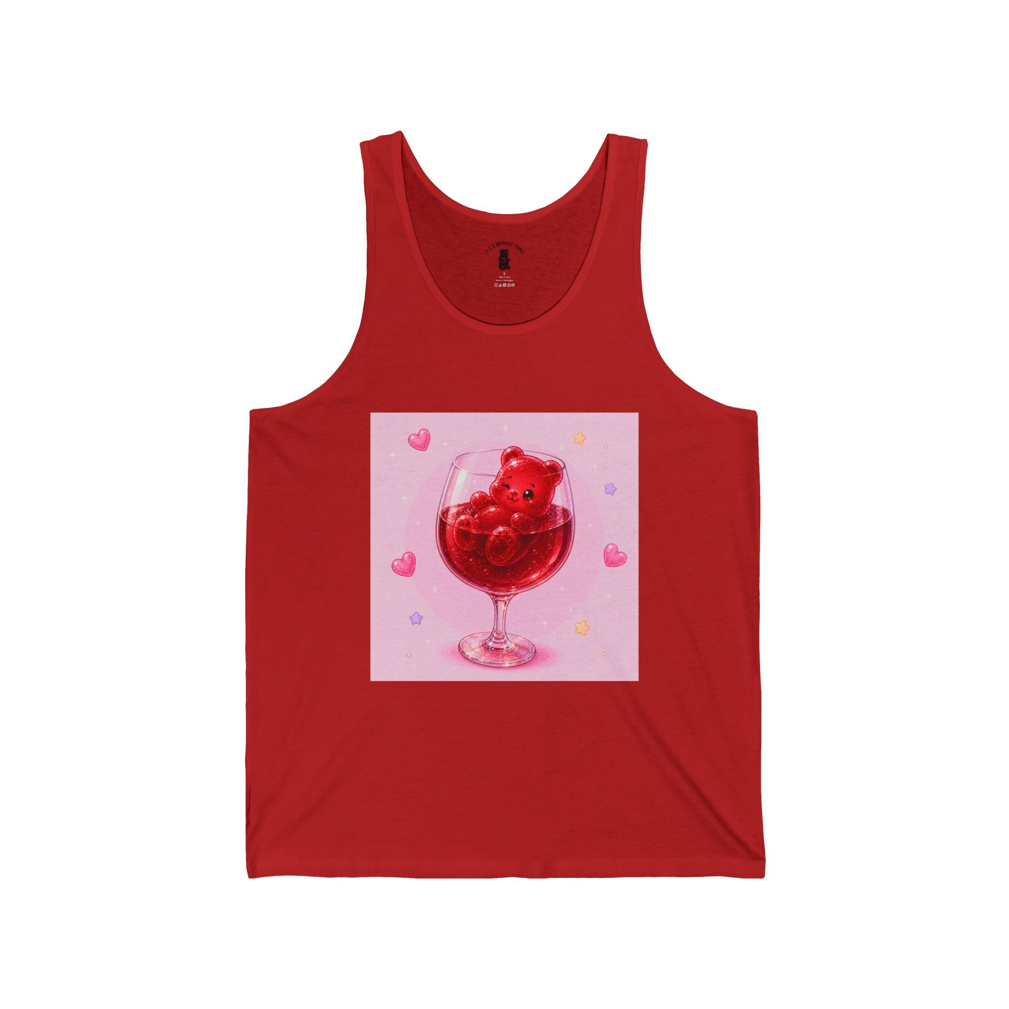 Cute Gummy Bear Wine Glass Tank Top — Sweet Valentine Bubblegum Graphic