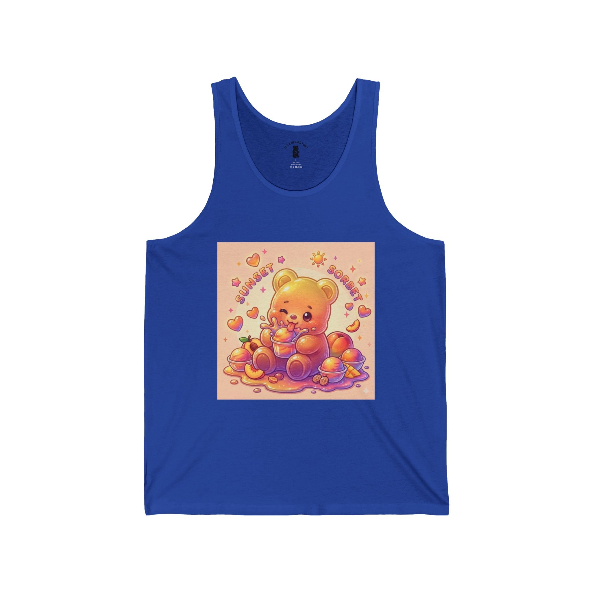 Sunset sunny Sorbet Dream, Peach Gooey Gummy Bear — Kawaii Graphic Tank Top