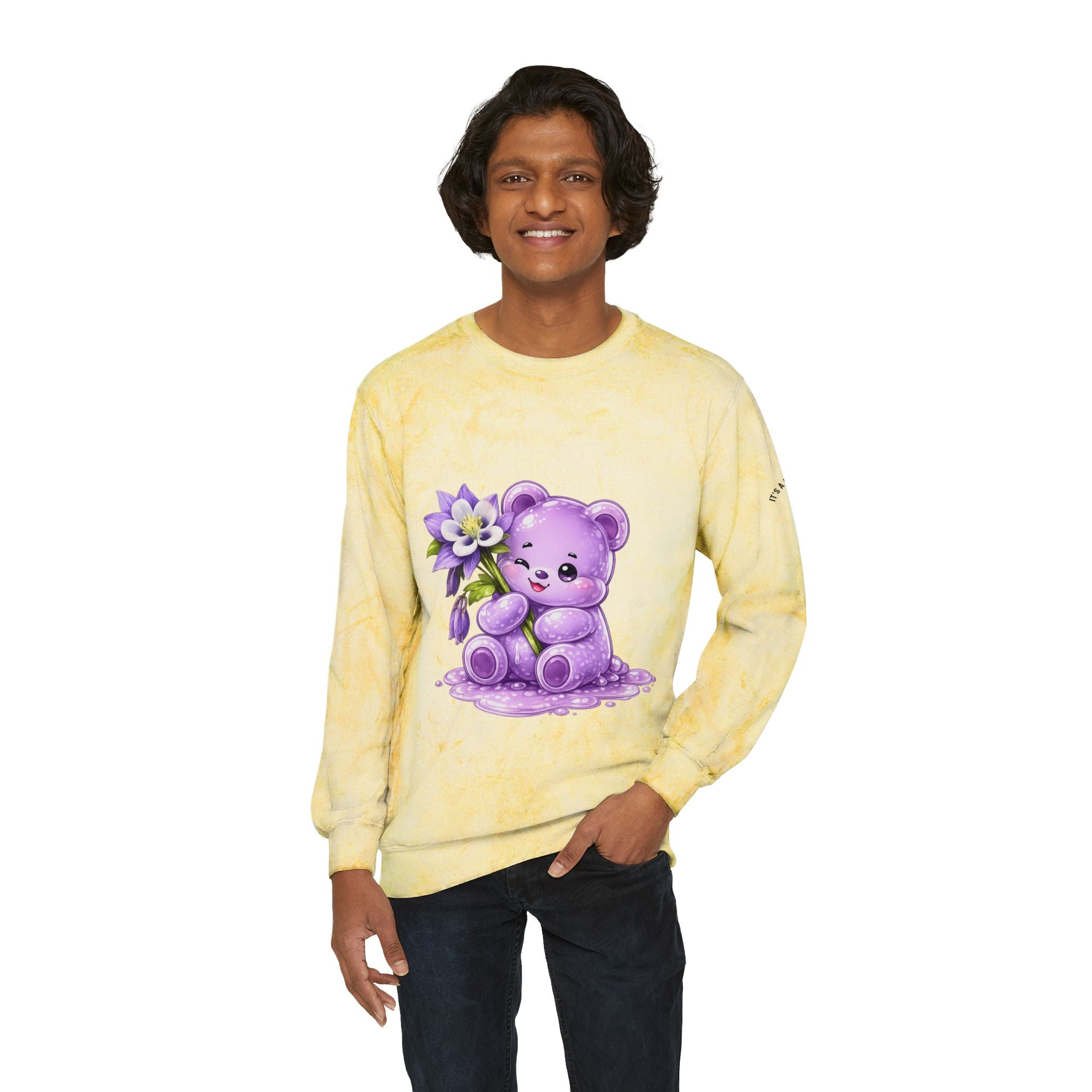 The Colorado Blue Columbine Flower, Purple Special Gooey Gummy-Tie-Dye Graphic Sweatshirt