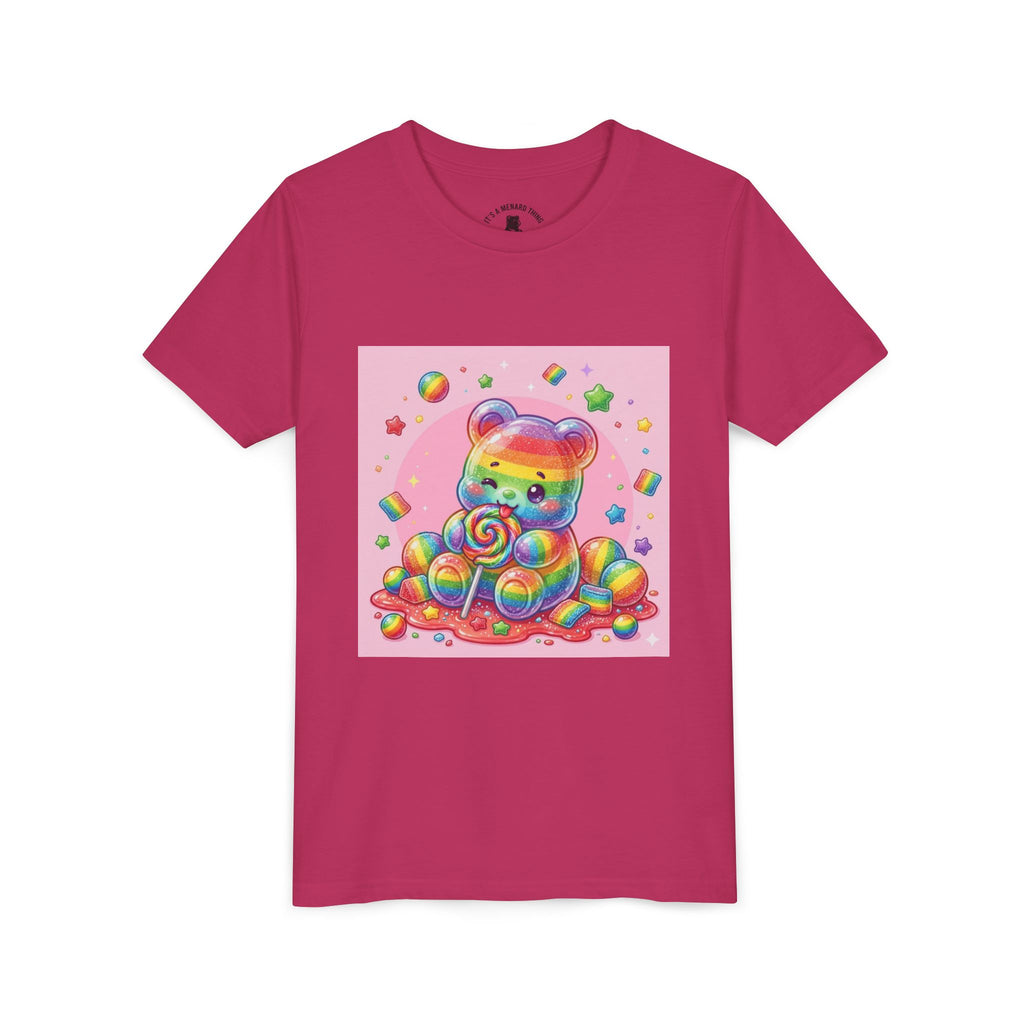 Rainbow Stripe Gooey Gummy Bear Youth T-Shirt