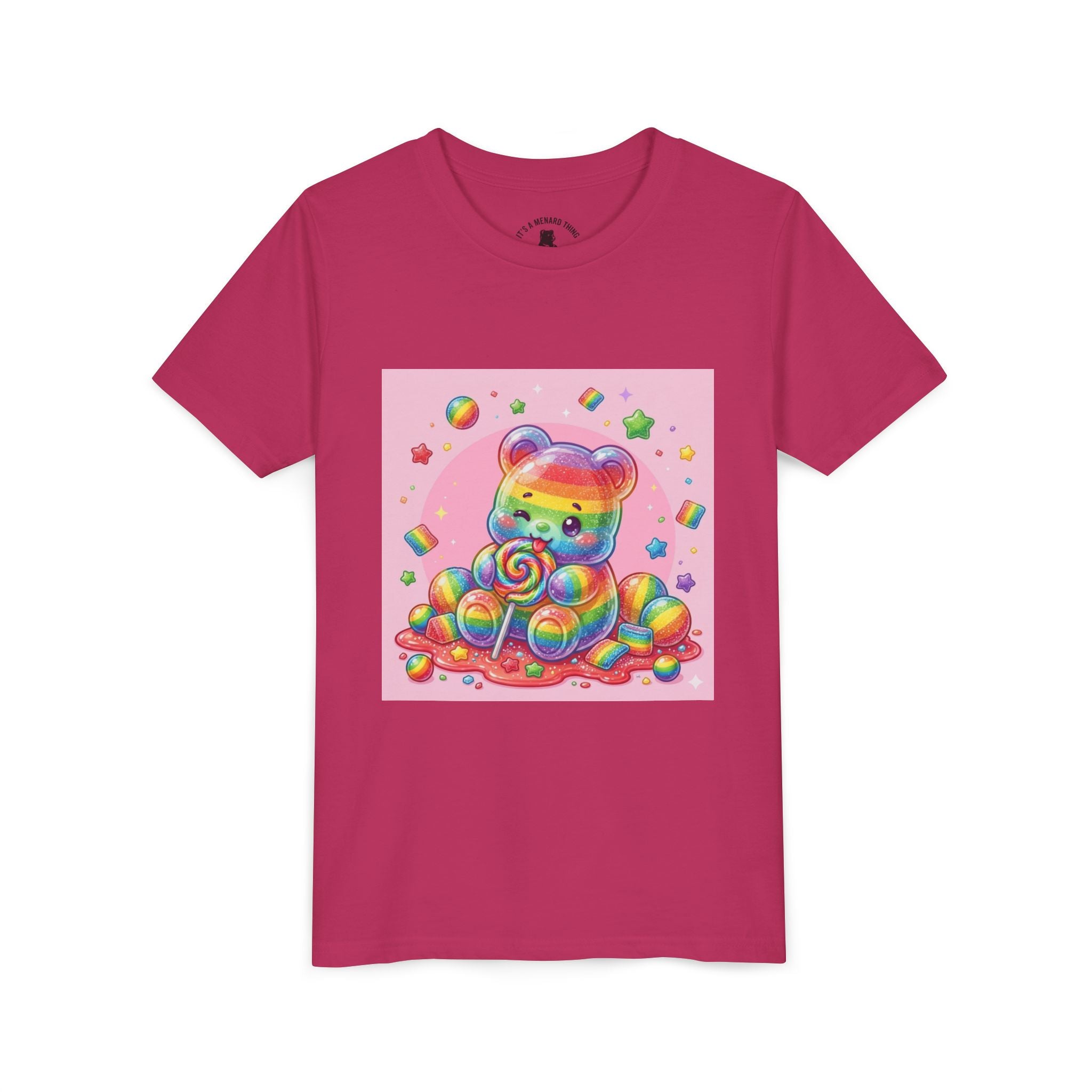 Rainbow Stripe Gooey Gummy Bear Youth T-Shirt