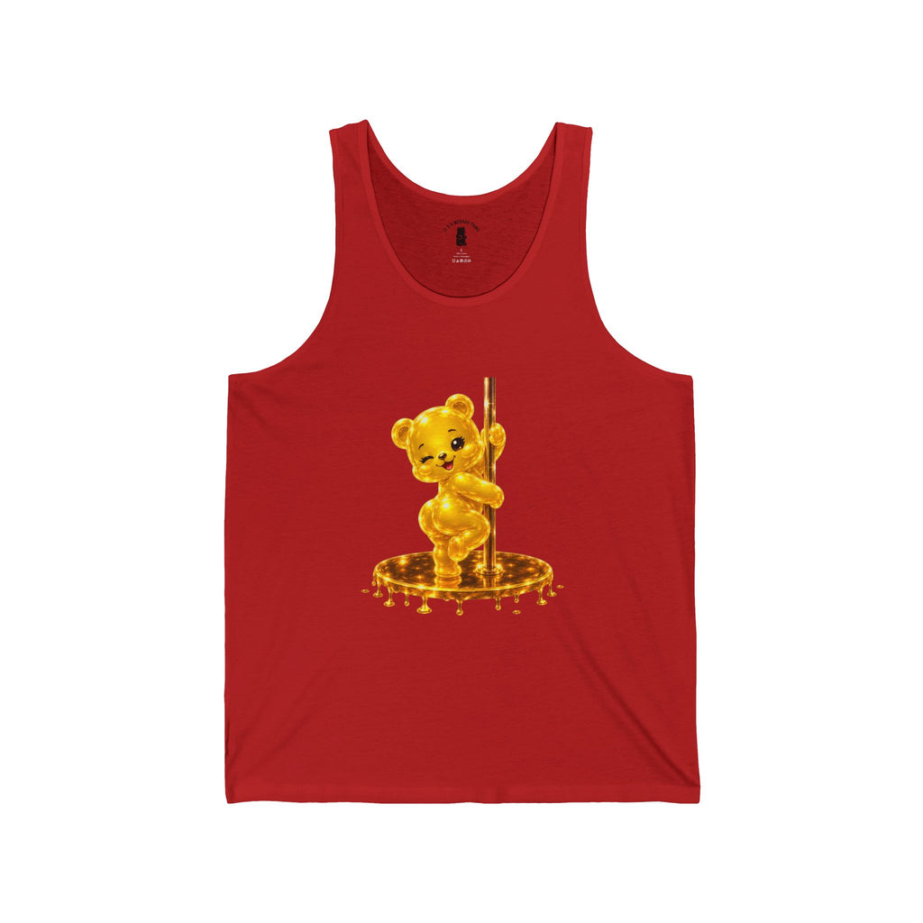 Gold Oozy Bear Pole Dancing Special Addition- Graphic Tank Top (Adults Only!)