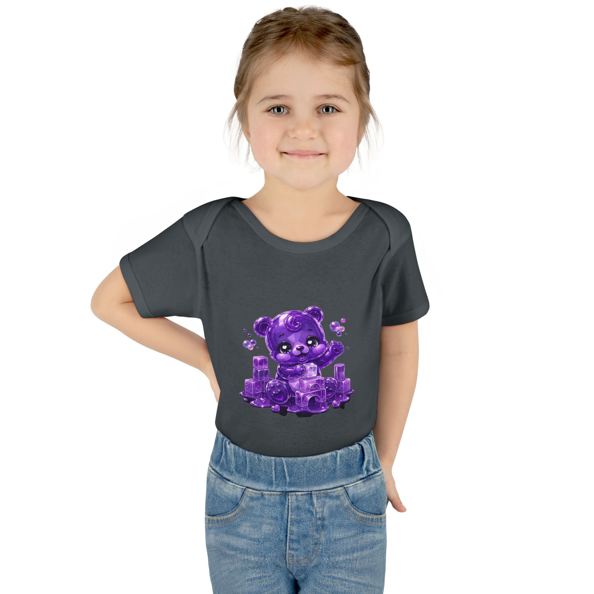 Play Time, Purple Crystal Baby Oozy Bear Gummy Cutie Addition- Graphic Onesie