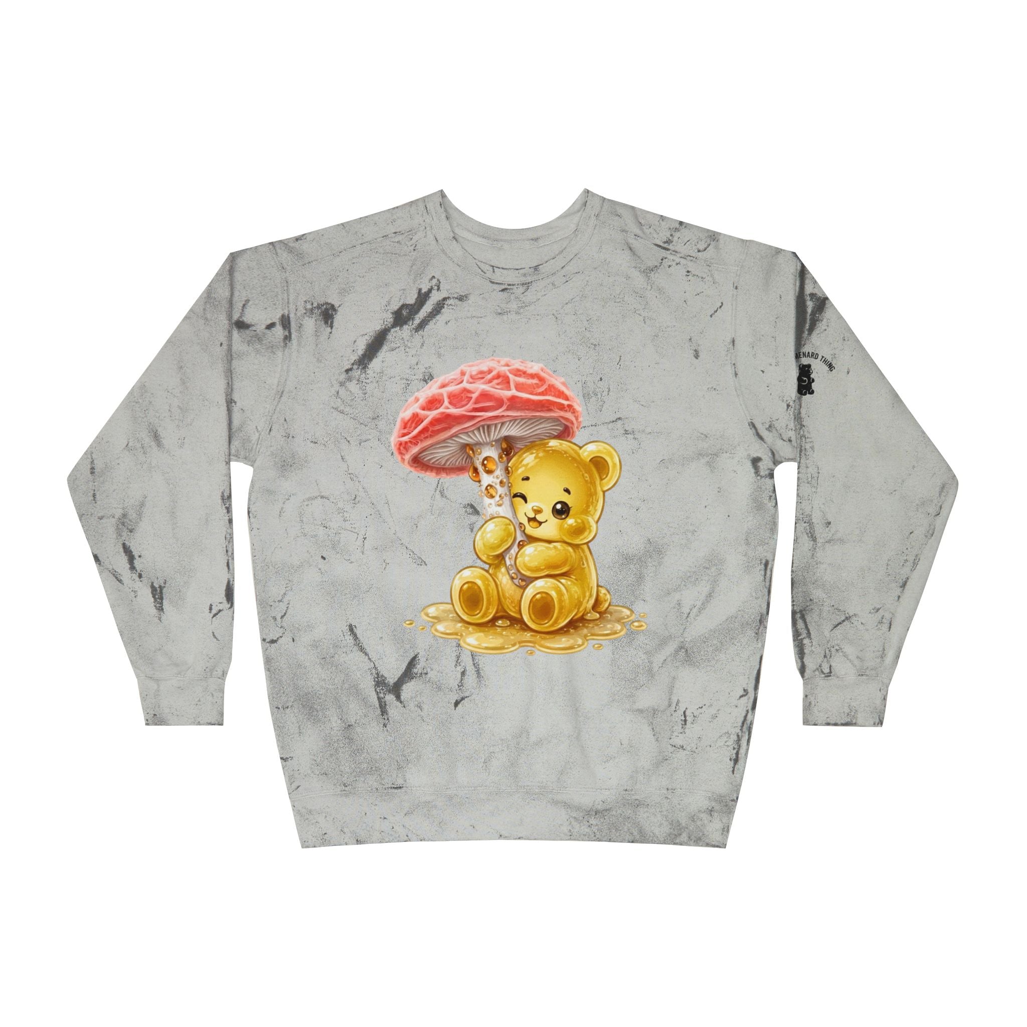 Special Orange Drippy Mushroom, Golden Gooey Gummy Bear — Cute Graphic Sweatshirt