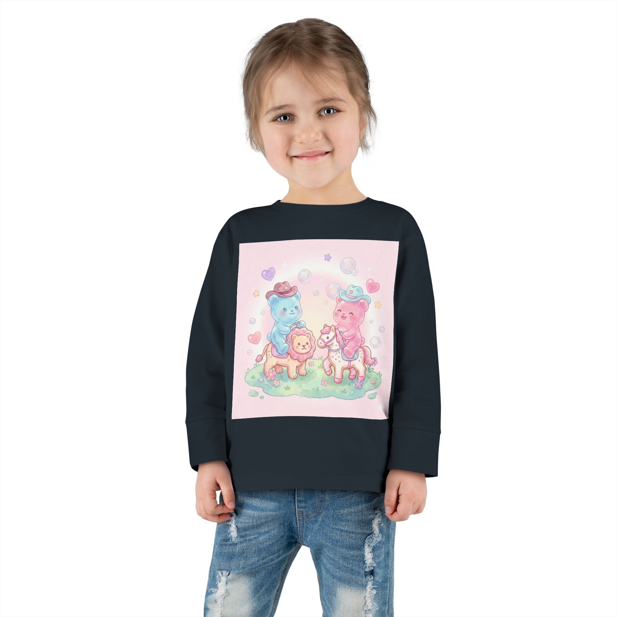 Oozy Bear Gummies Riding Frosted Animal Cookies- Graphic Long Sleeve Shirt