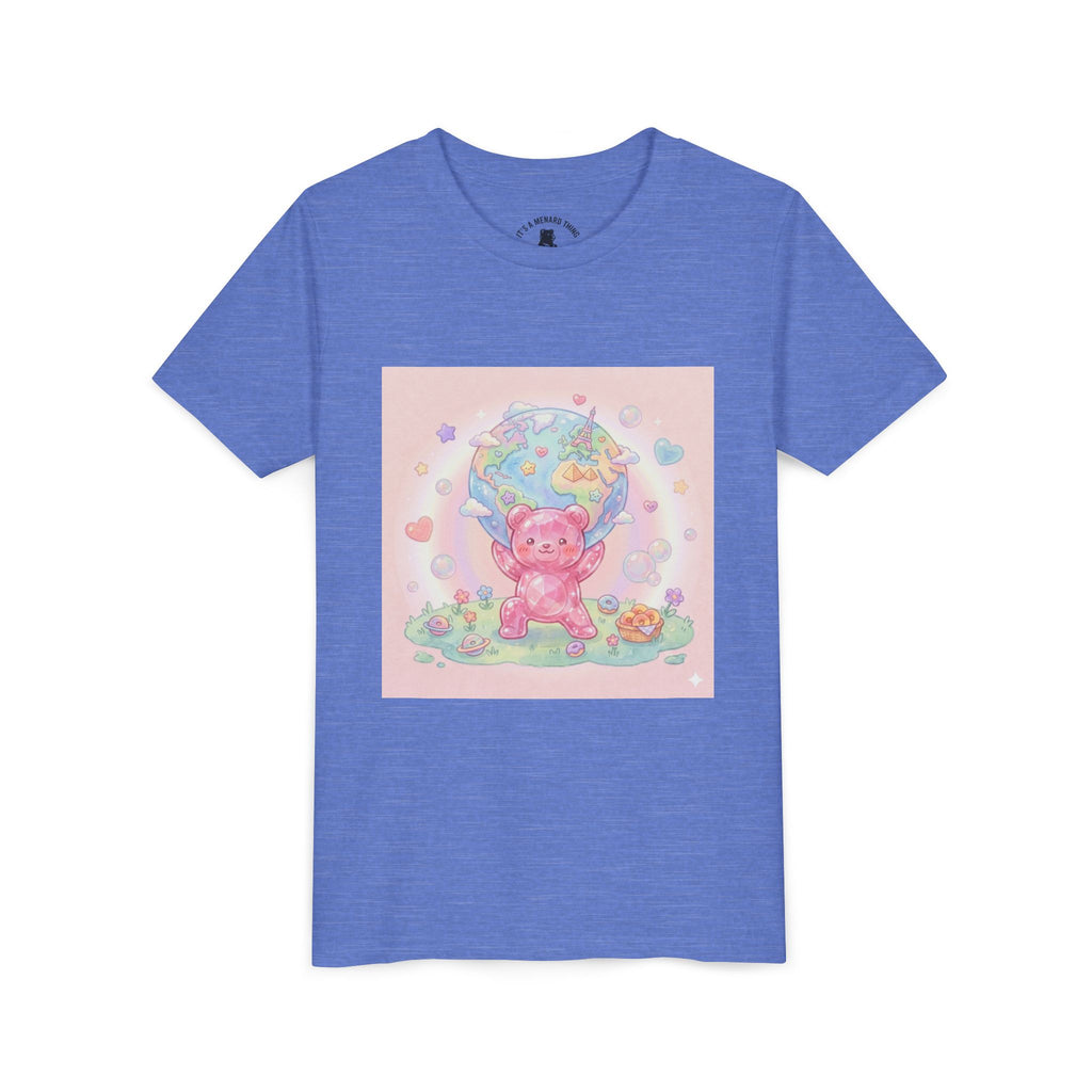 World Atlas, Weight of the Gummy World Pink Gooey Bear- Pastel Graphic Youth T-Shirt