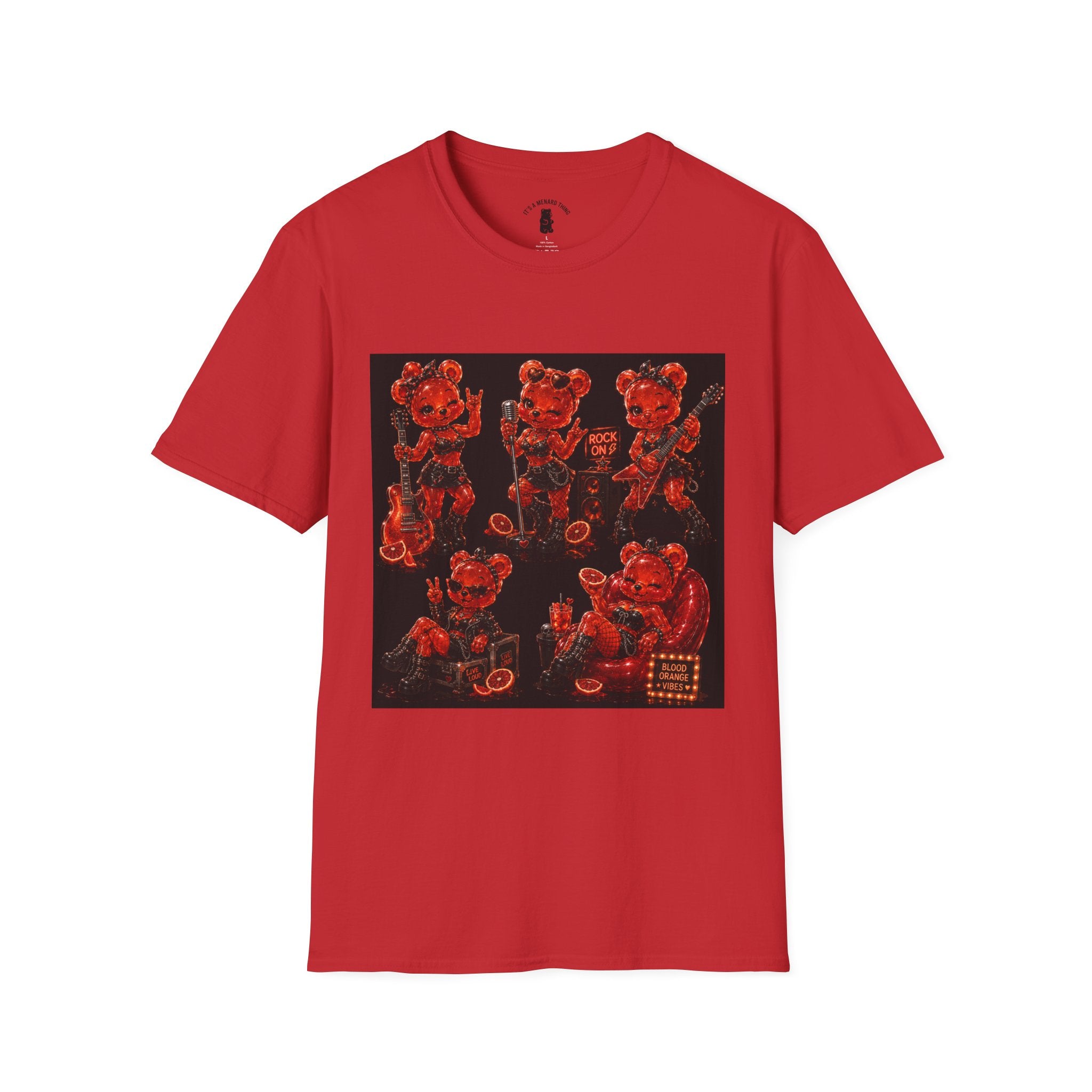 Rocking Blood Orange Grunge Oozy Bear Rocker Babe, Pin Up- Adult Graphic Shirt (18+)