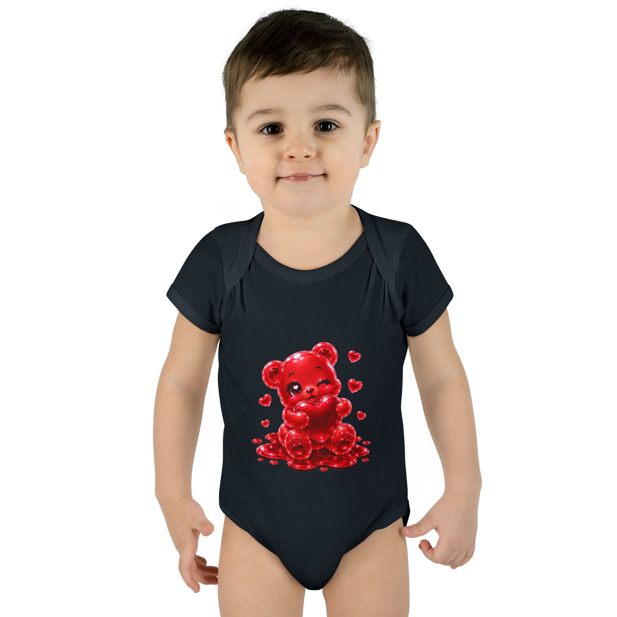 Special Red Heart Oozy Bear Baby Gummy Cutie Addition- Graphic Onesie