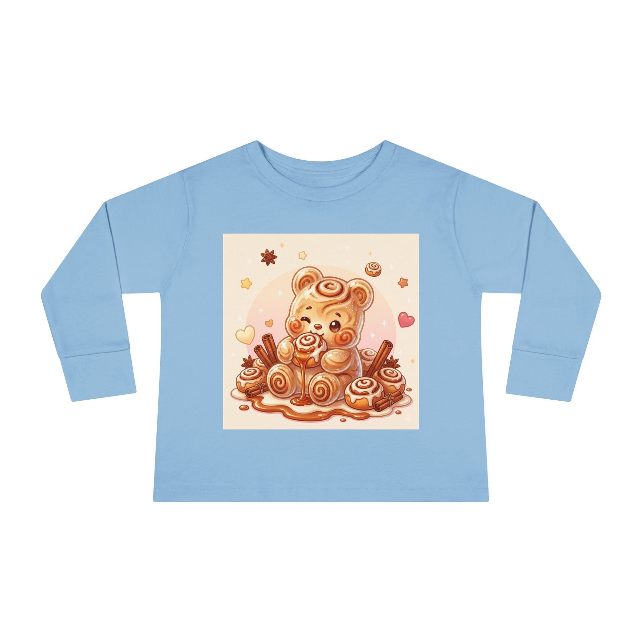 Cinnamon Roll Baked Goods, Sweet Oozy Bear Gummy Friend- Kids Graphic Long Sleeve Shirt