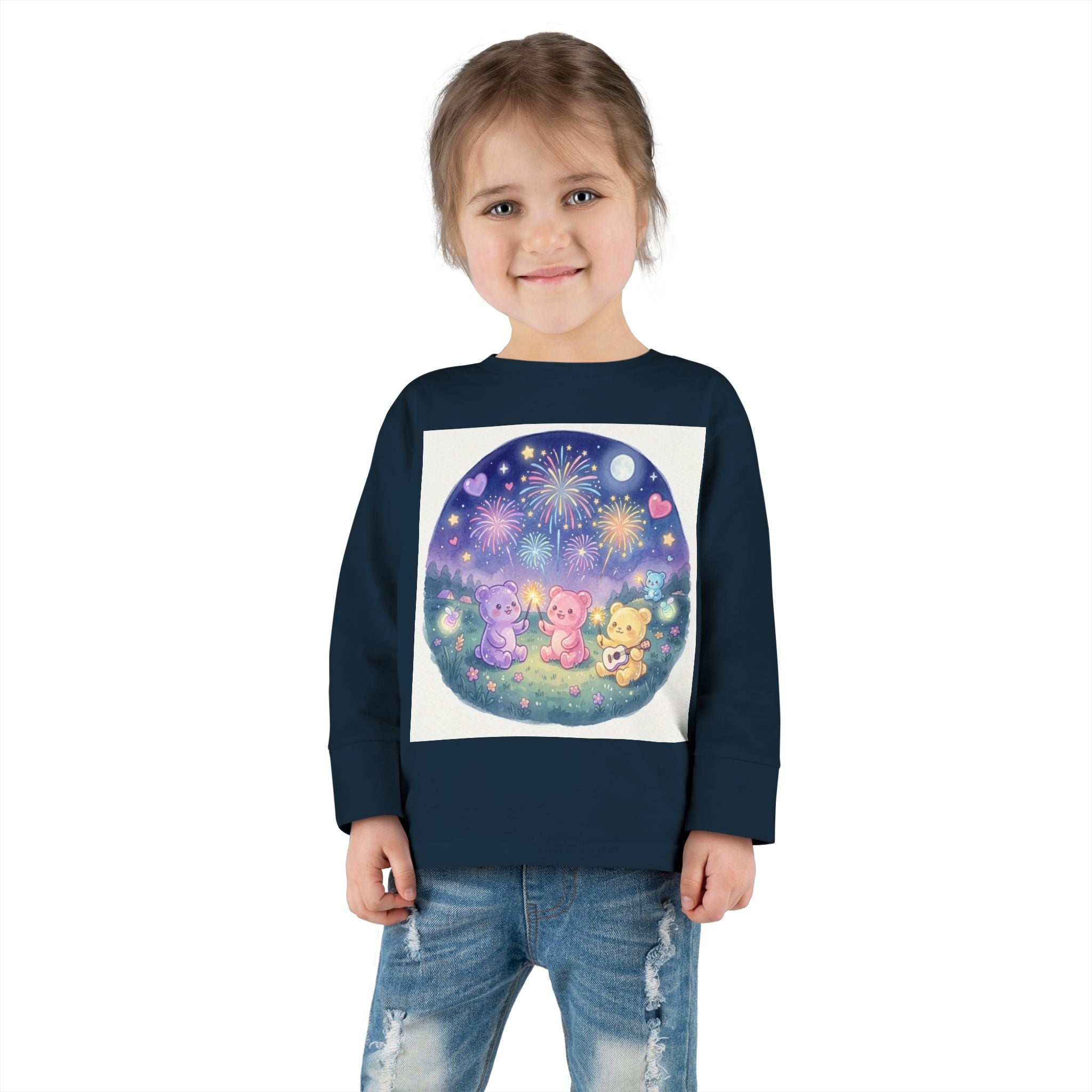 Watching Fireworks In the Night Sky, Oozy Bear Friend Group- Graphic Long Sleeve Shirt