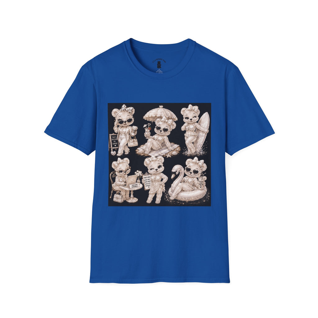Vintage Kawaii Retro Oozy Bear, Beach Babe Pin Up- Adult Graphic Shirt (18+)