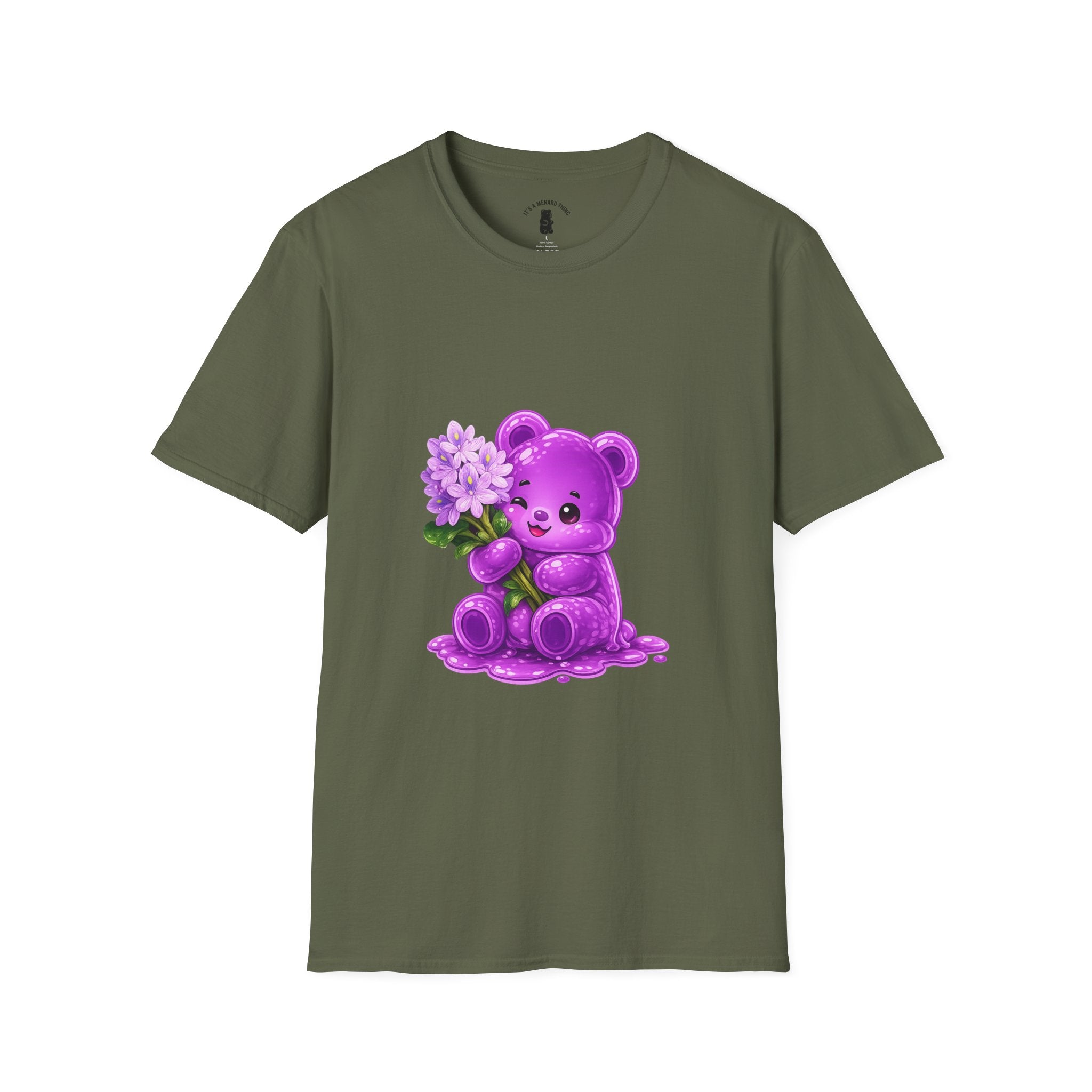 Purple Flower Cluster, Oozy Bear Friend Flower Addition- Graphic Shirt