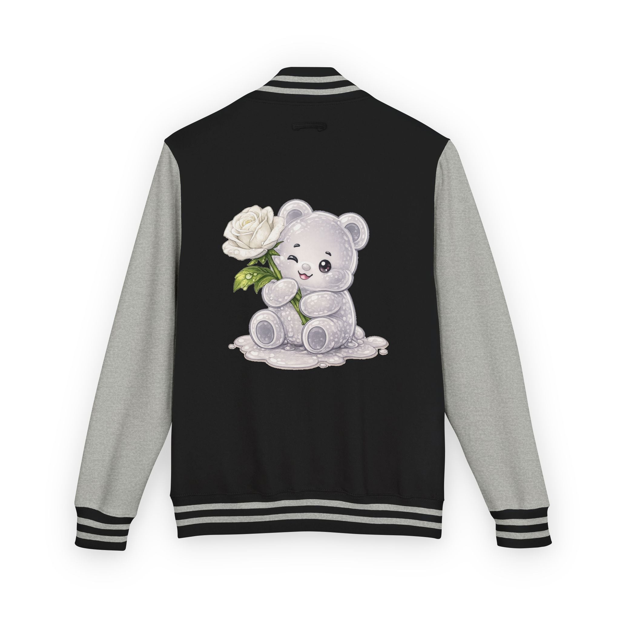 Blooming White Rose, Gooey Gummy Bear Friend- Kawaii Graphic Jacket