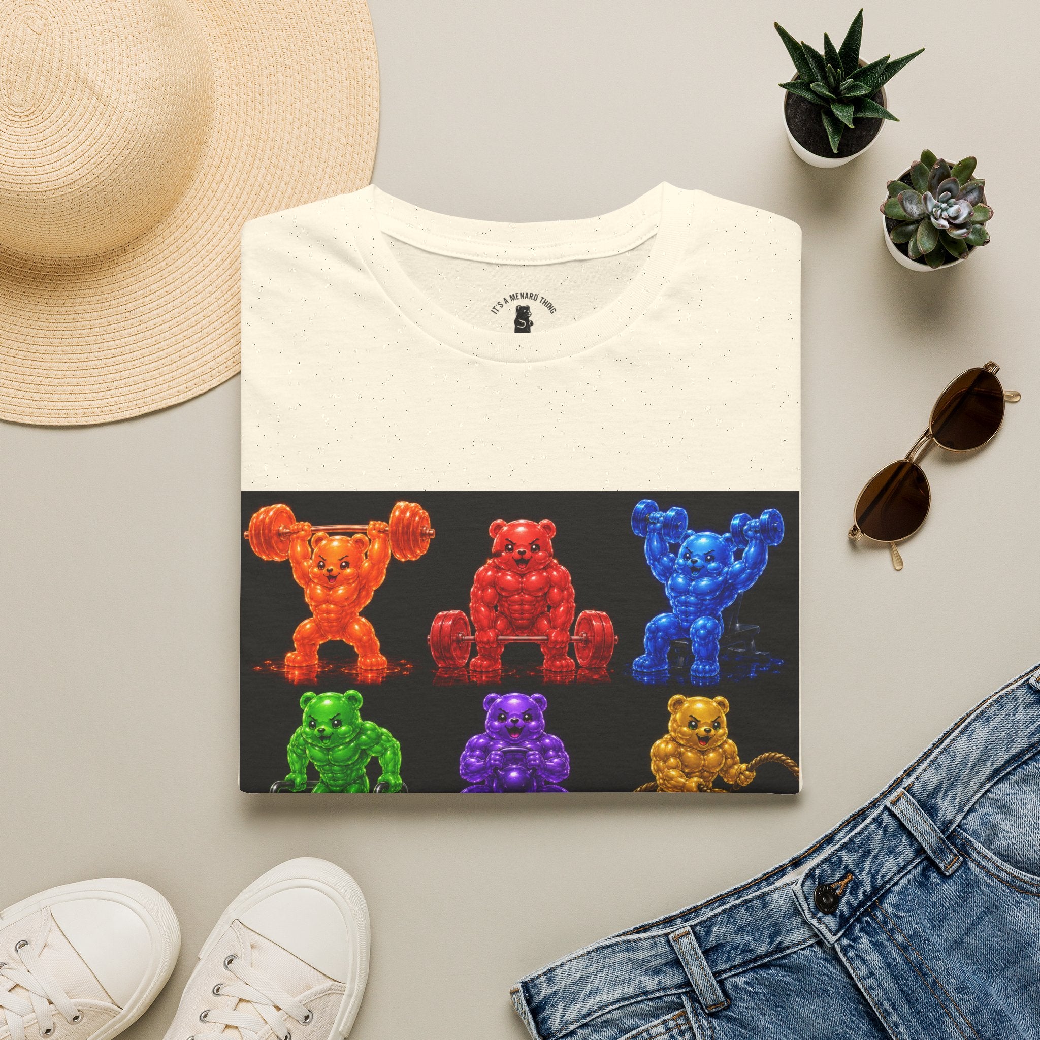 Gummy Grid of Oozy Buff Bears Workout- Adult Graphic Shirt