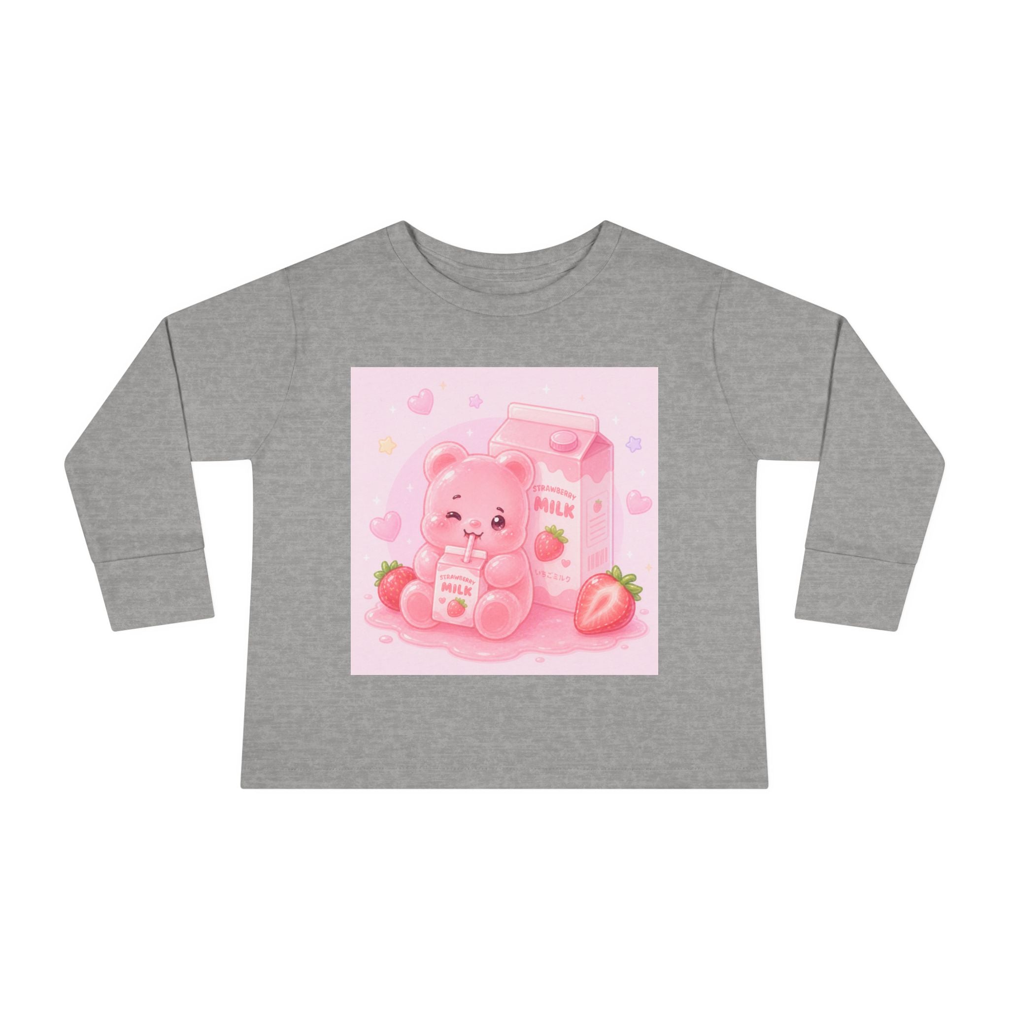 Strawberry Milk Oozy Bear Friend- Graphic Long Sleeve Shirt