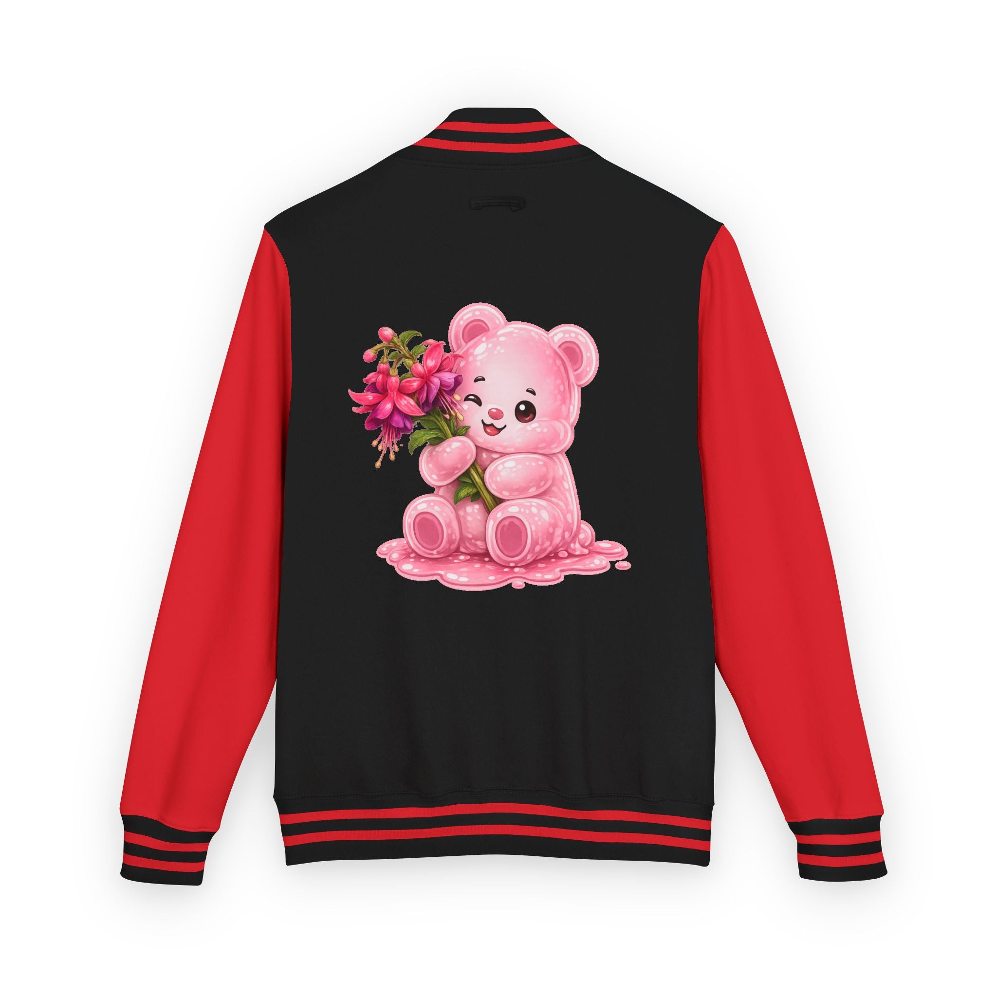 Special Pink Flowers, Pale Oozy Bear Gummy Friend- Lettermen Graphic Jacket