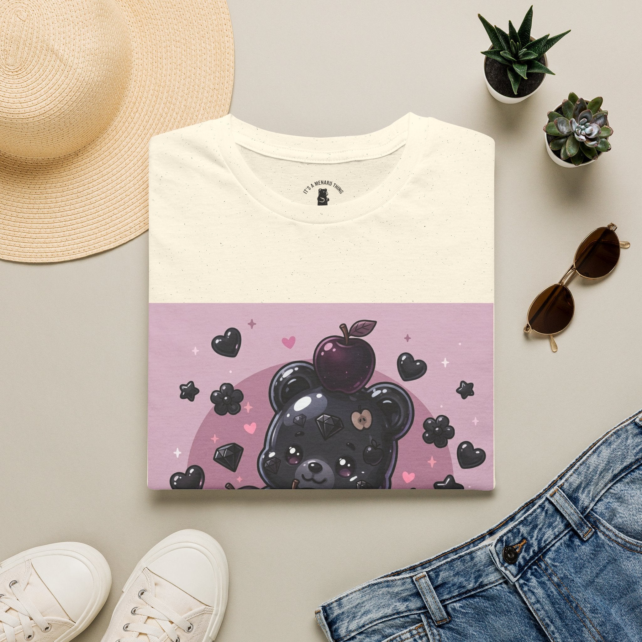 Black Diamond Special Exotic Apple Oozy Bear Friend — Cute Fruit Bear Graphic Tee