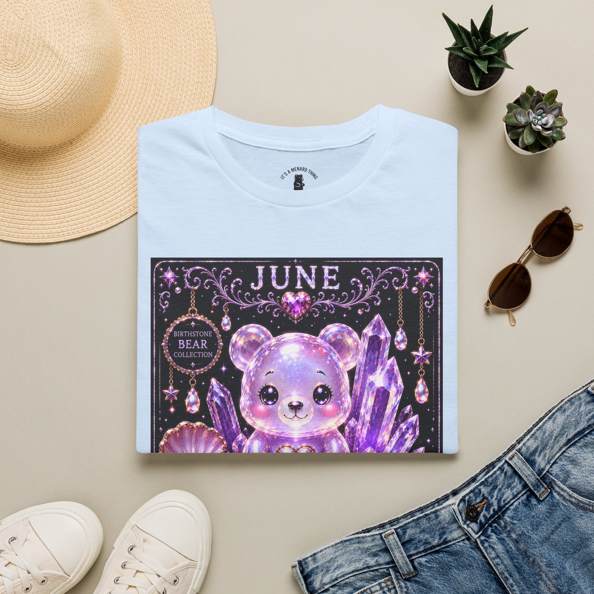 June Birthstone Pearl Crystal Oozy Bears Special Addition- Graphic Shirt