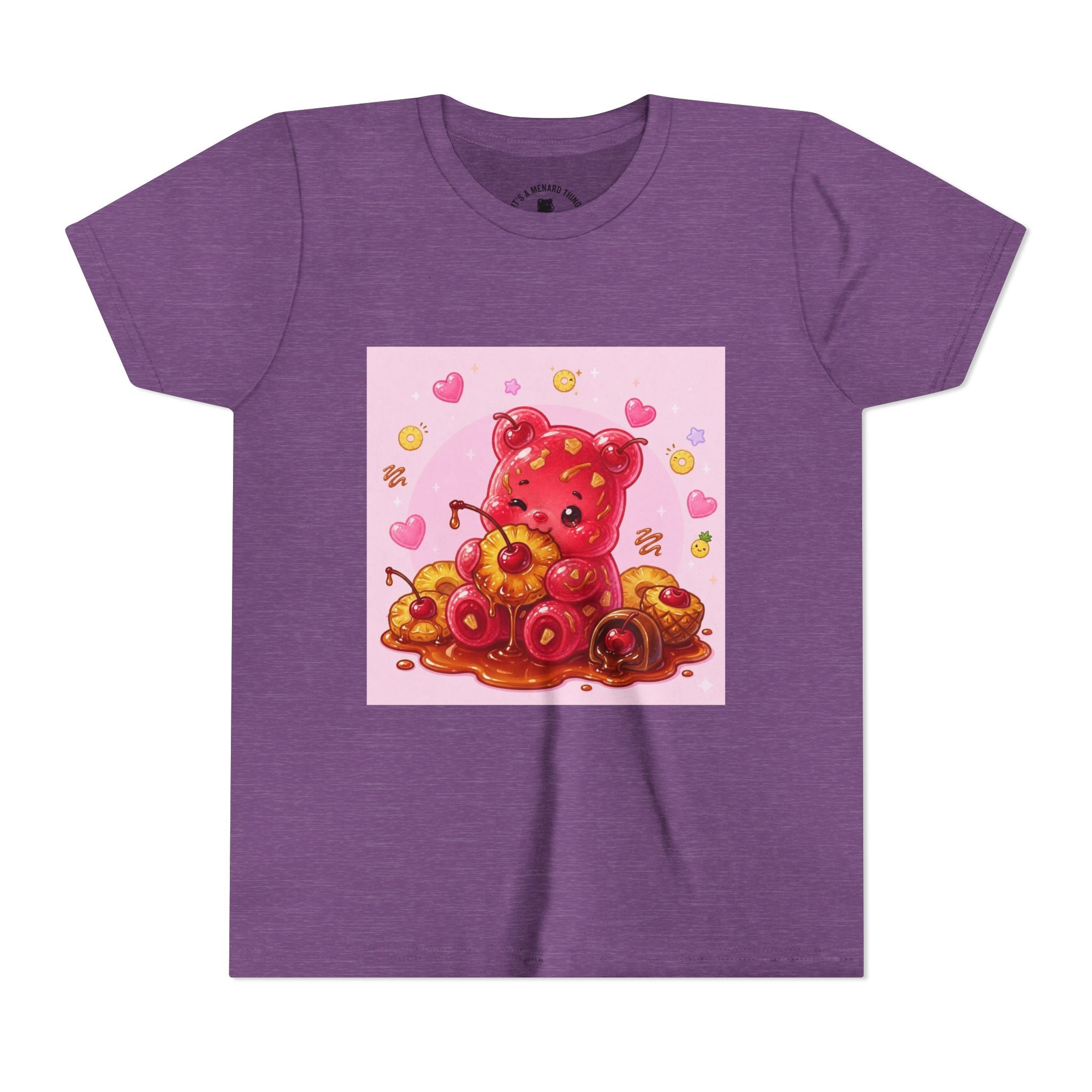 Cherry & Pineapple Gooey Gummy Bear Heart Graphic Youth T-Shirt