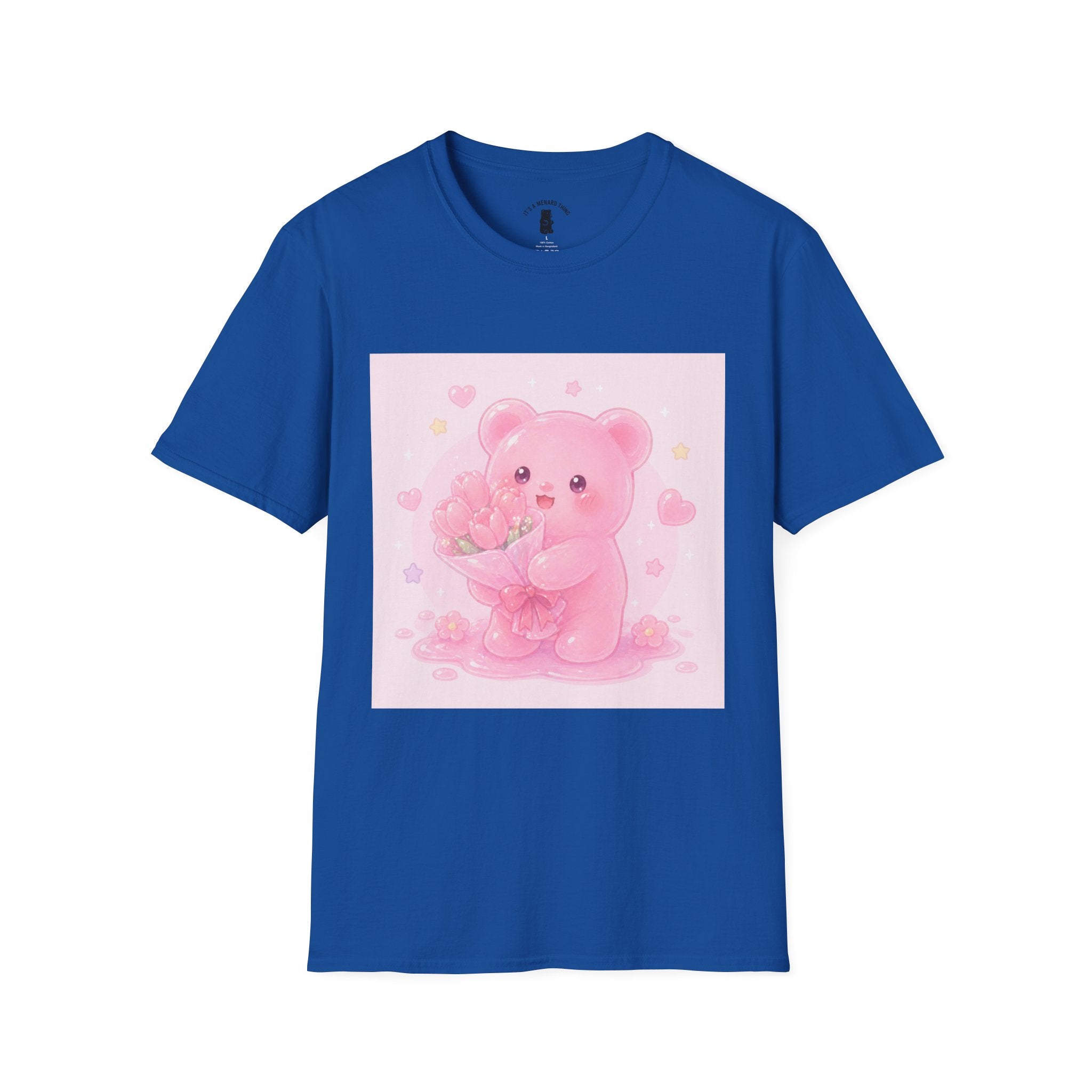 Gooey Pink Gummy Bear Bouquet T-Shirt — Kawaii Valentine Floral Tee