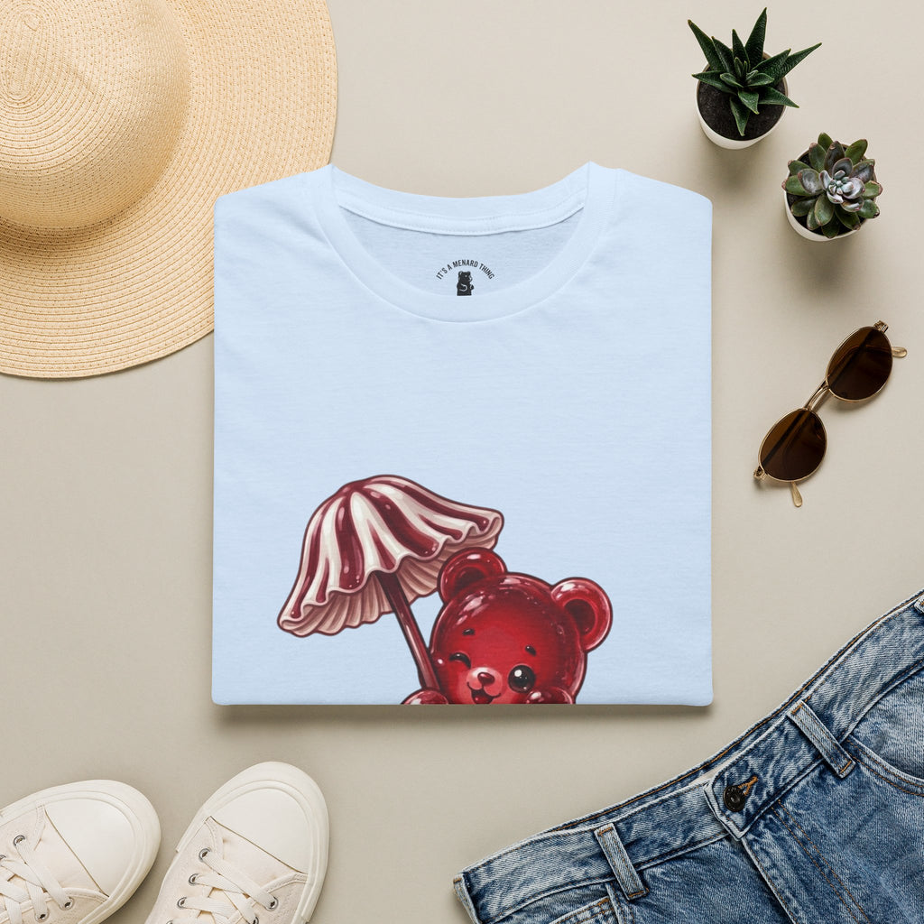 Special Red Stripped Mushroom Umbrella, Oozy Bear Gummy Friend- Graphic Shirt