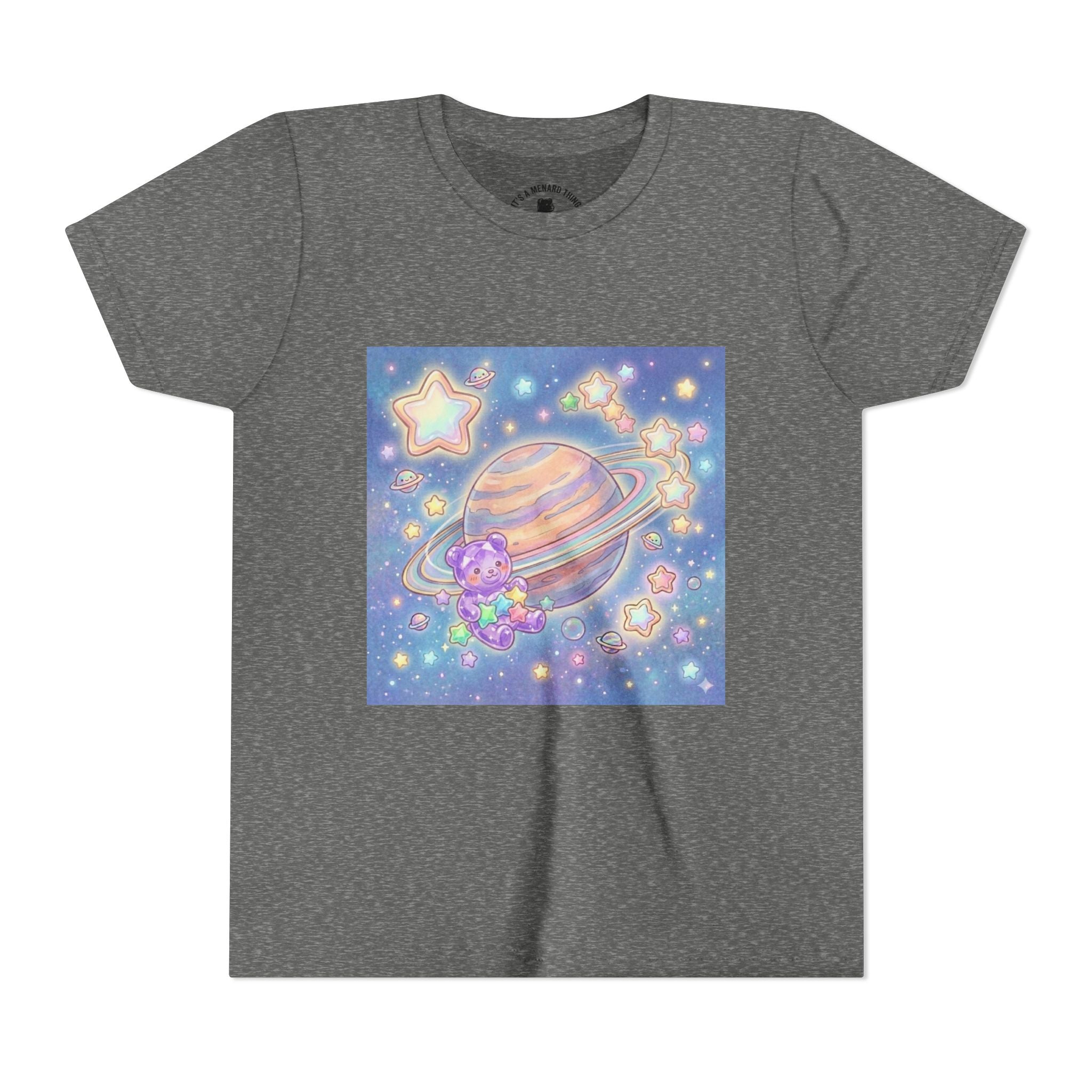 Merry-go-Saturn Cosmic Gooey Crystal Gummy Bear- Stars & Sparkles Graphic T-Shirt