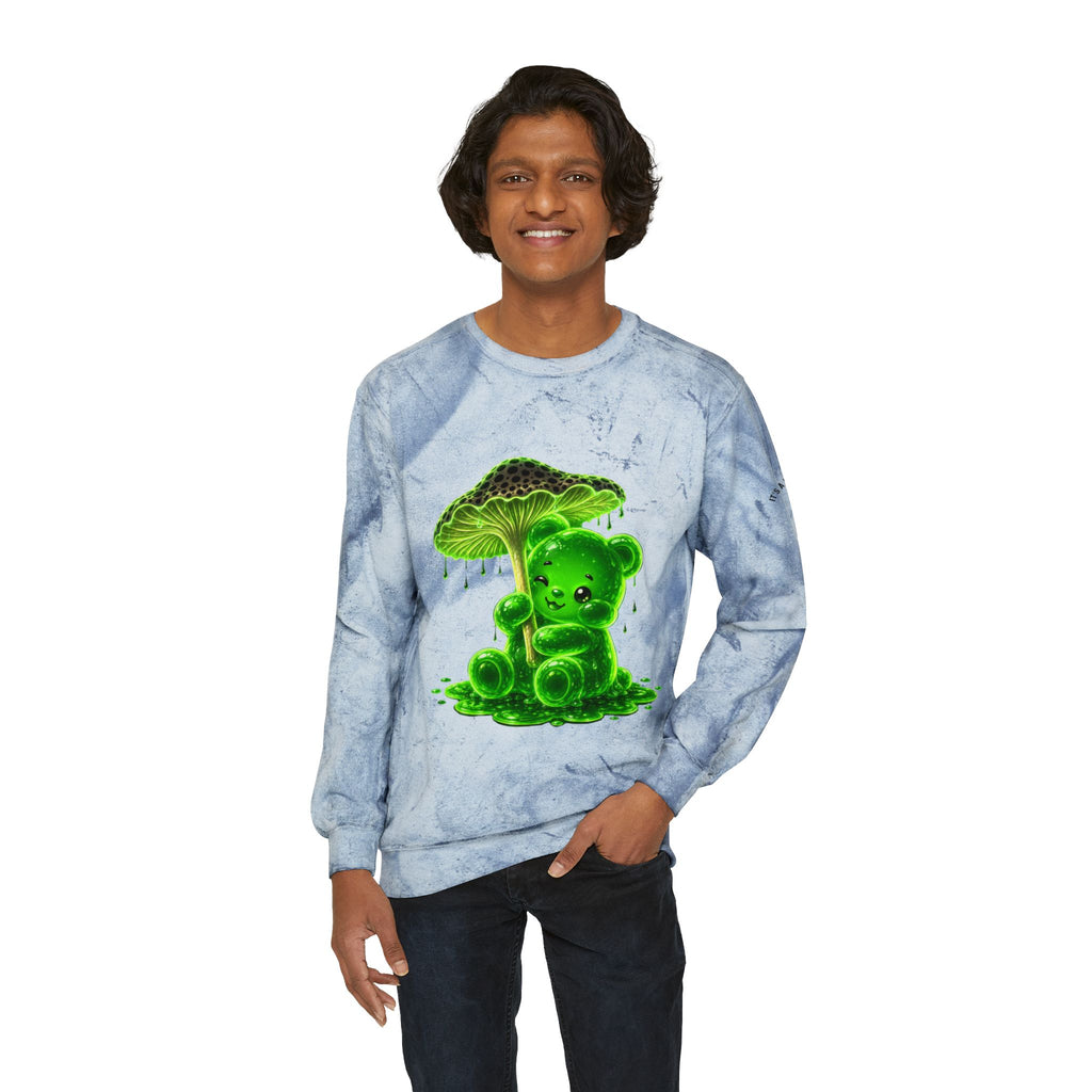Glowing Green Mushroom, Gooey Gummy Bear-Kawaii Graphic Sweatshirt