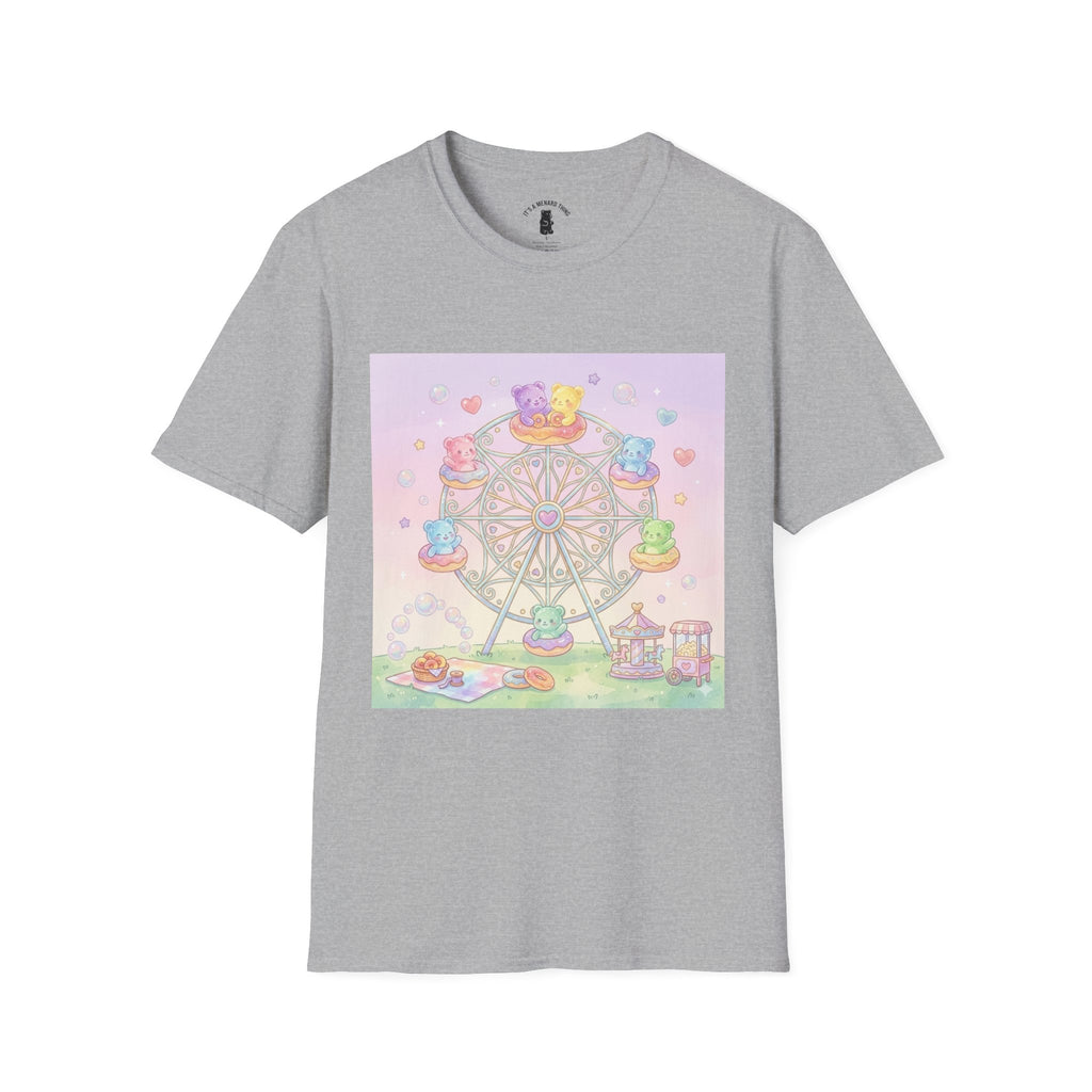 Carnival, Riding the Ferris Wheel with Gooey Gummy Friends T-Shirt — Cute Graphic Tee