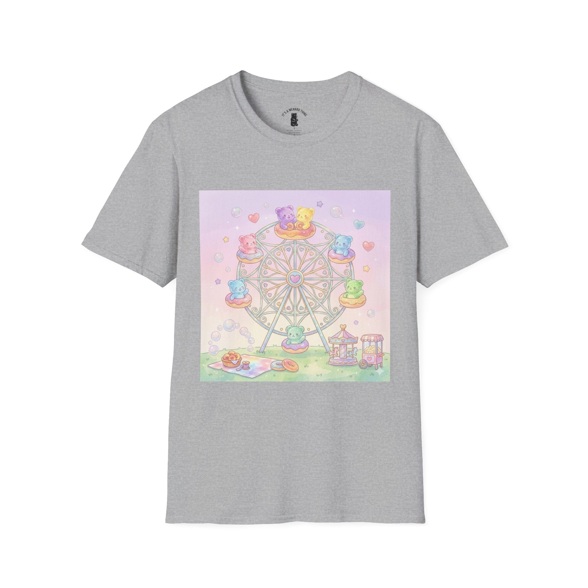 Carnival, Riding the Ferris Wheel with Gooey Gummy Friends T-Shirt — Cute Graphic Tee