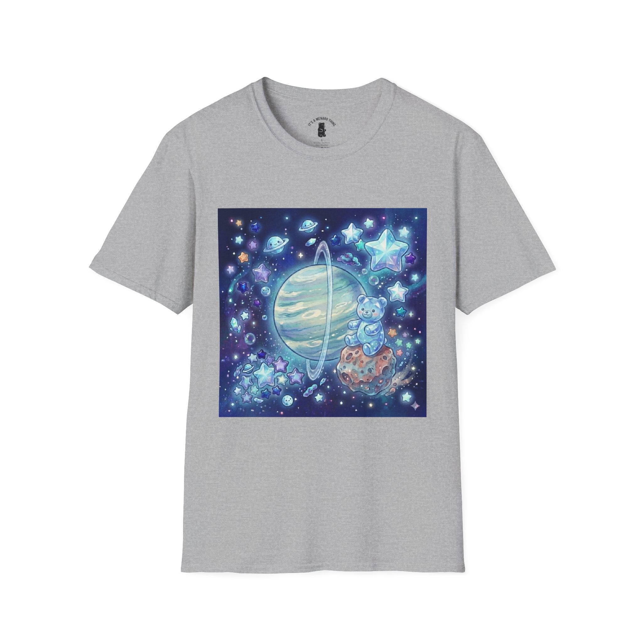Floating By Uranus, Blue Crystal Gooey Gummy Bear- Kawaii Graphic T-Shirt
