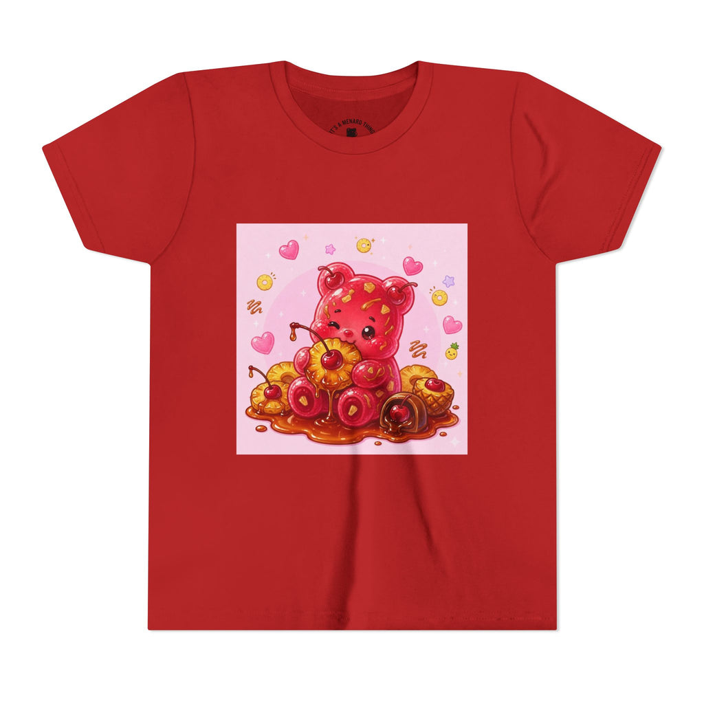 Cherry & Pineapple Gooey Gummy Bear Heart Graphic Youth T-Shirt