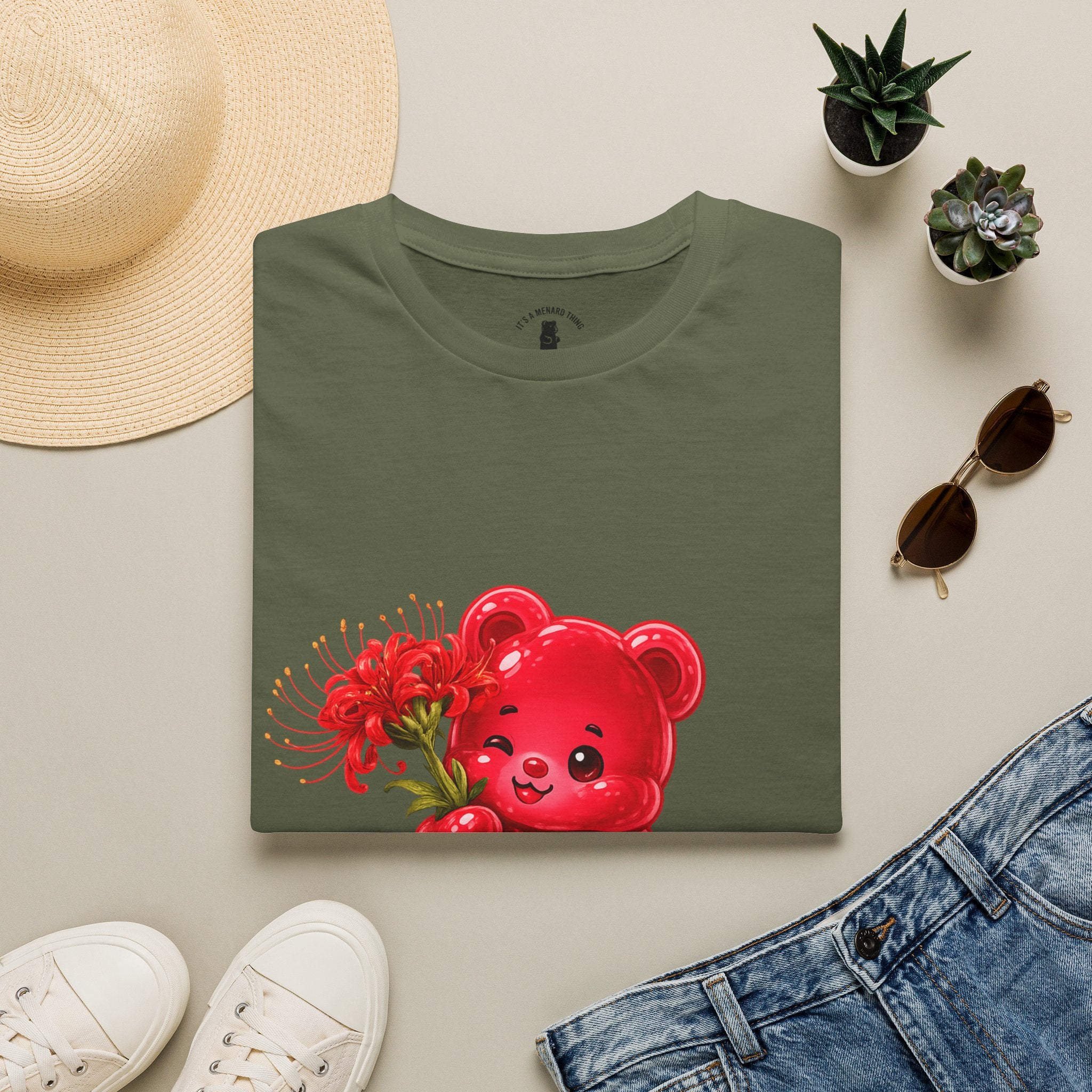 Blooming Spider Lily Special, Red Oozy Bear Gummy Friend- Graphic Shirt