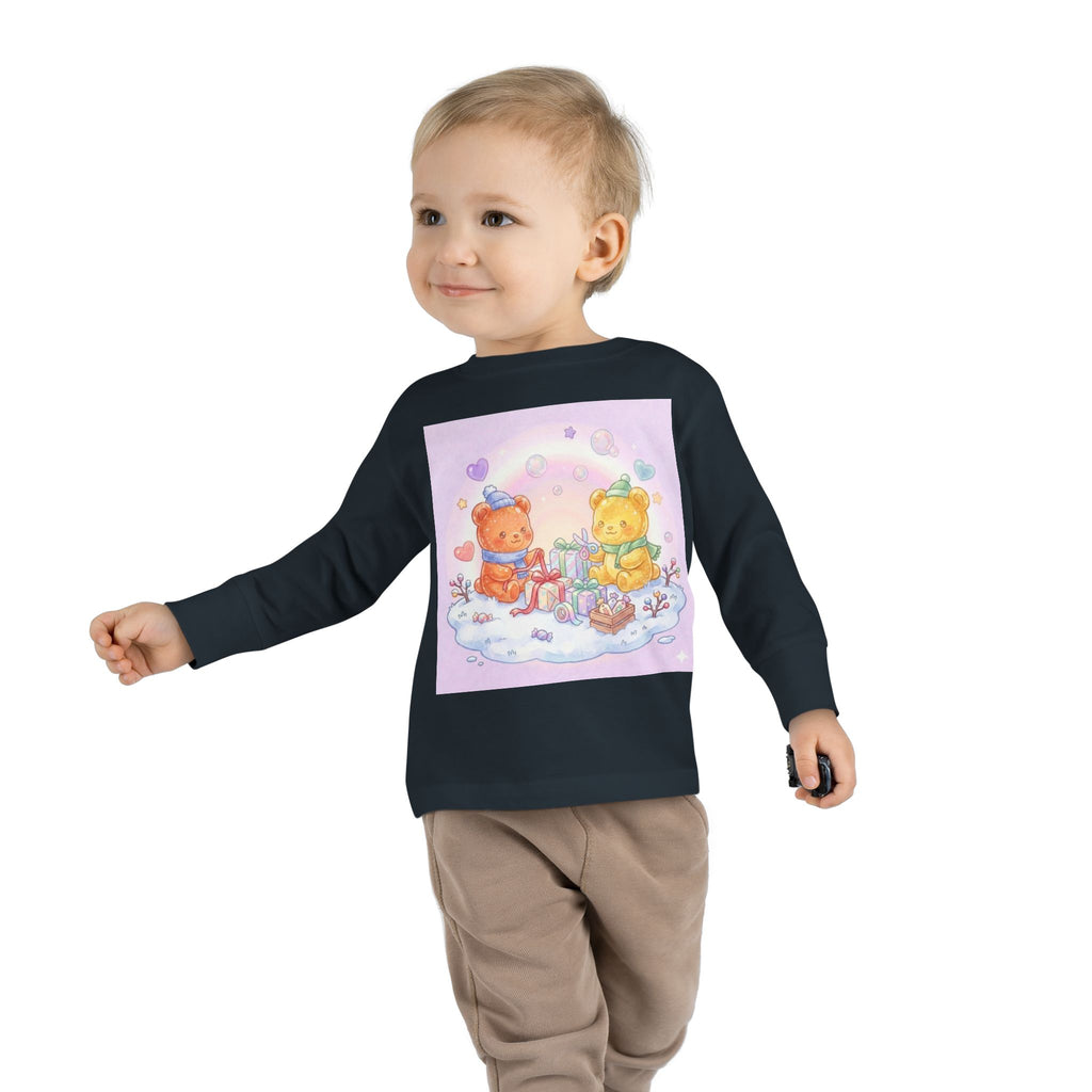 Holiday Gift Giving, Oozy Bear Friends In Snow- Graphic Long Sleeve Shirt