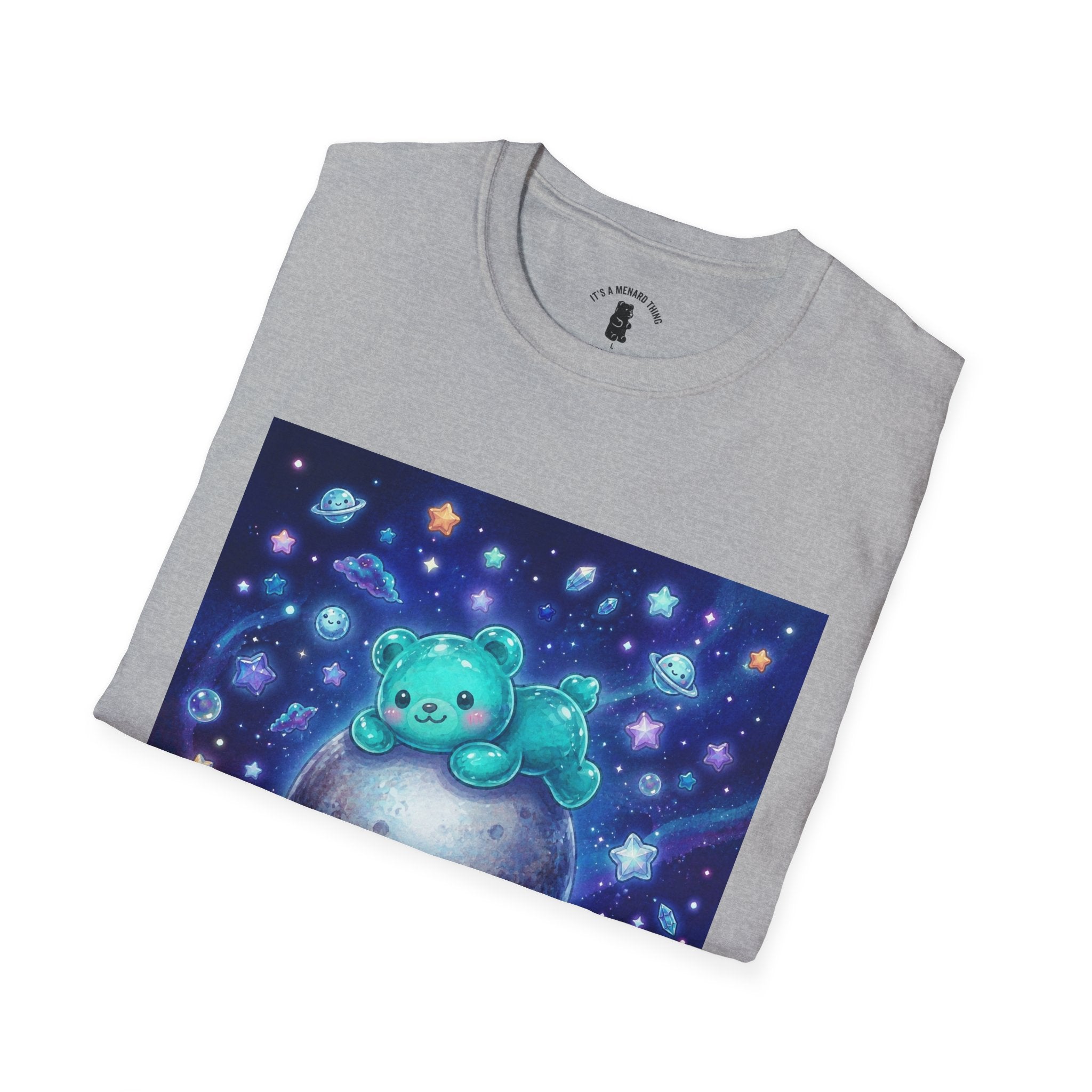 Lets Nap with Pluto, Teal Crystal Blue Gooey Gummy Bear- Kawaii Graphic T-Shirt