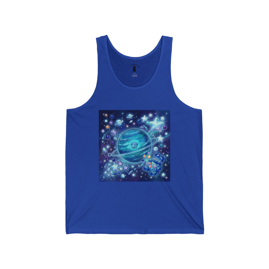 Lets Take a Swim to Neptune, Blue Crystal Gooey Gummy Bear— Kawaii Graphic Tank Top