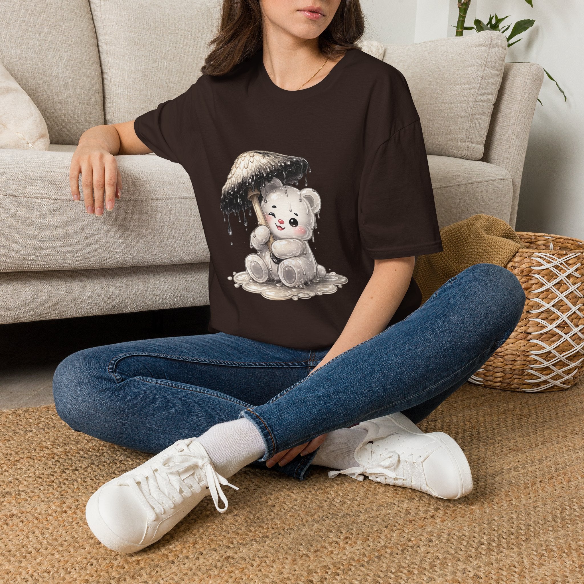 Ink Cap Mushroom Umbrella Special White Oozy Bears Friend- Graphic Shirt