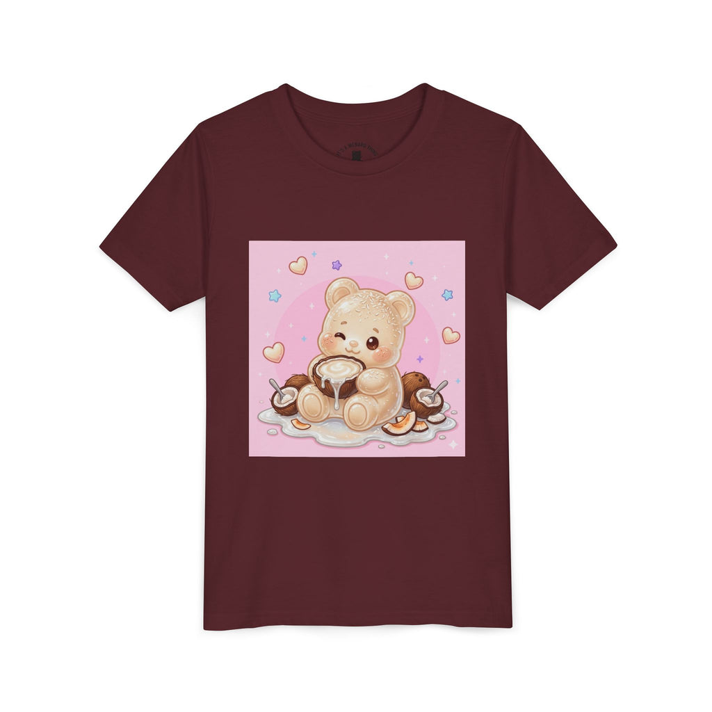 Gooey Gummy Coconut Milk Bear Kids T-Shirt (Pink Hearts)