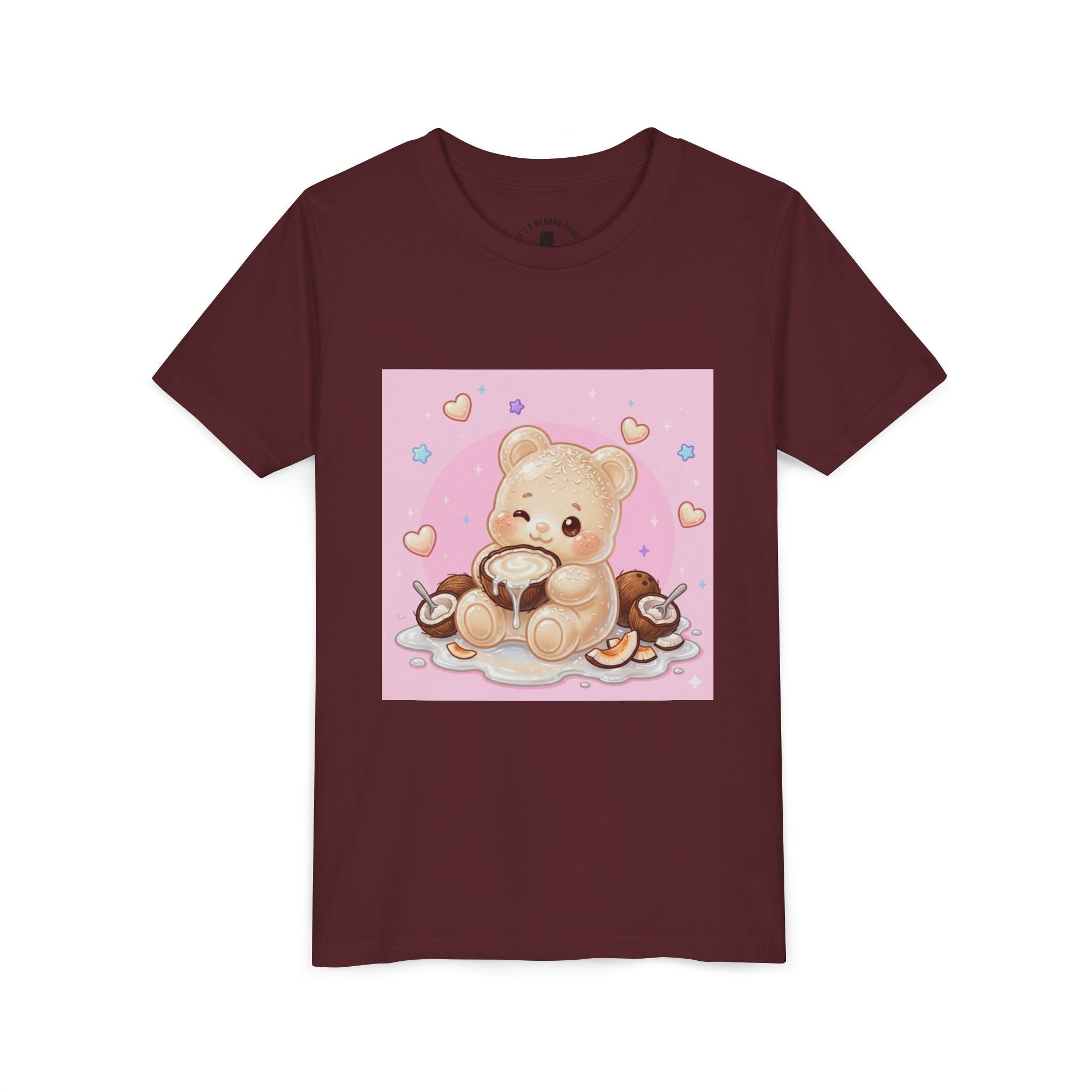 Gooey Gummy Coconut Milk Bear Kids T-Shirt (Pink Hearts)