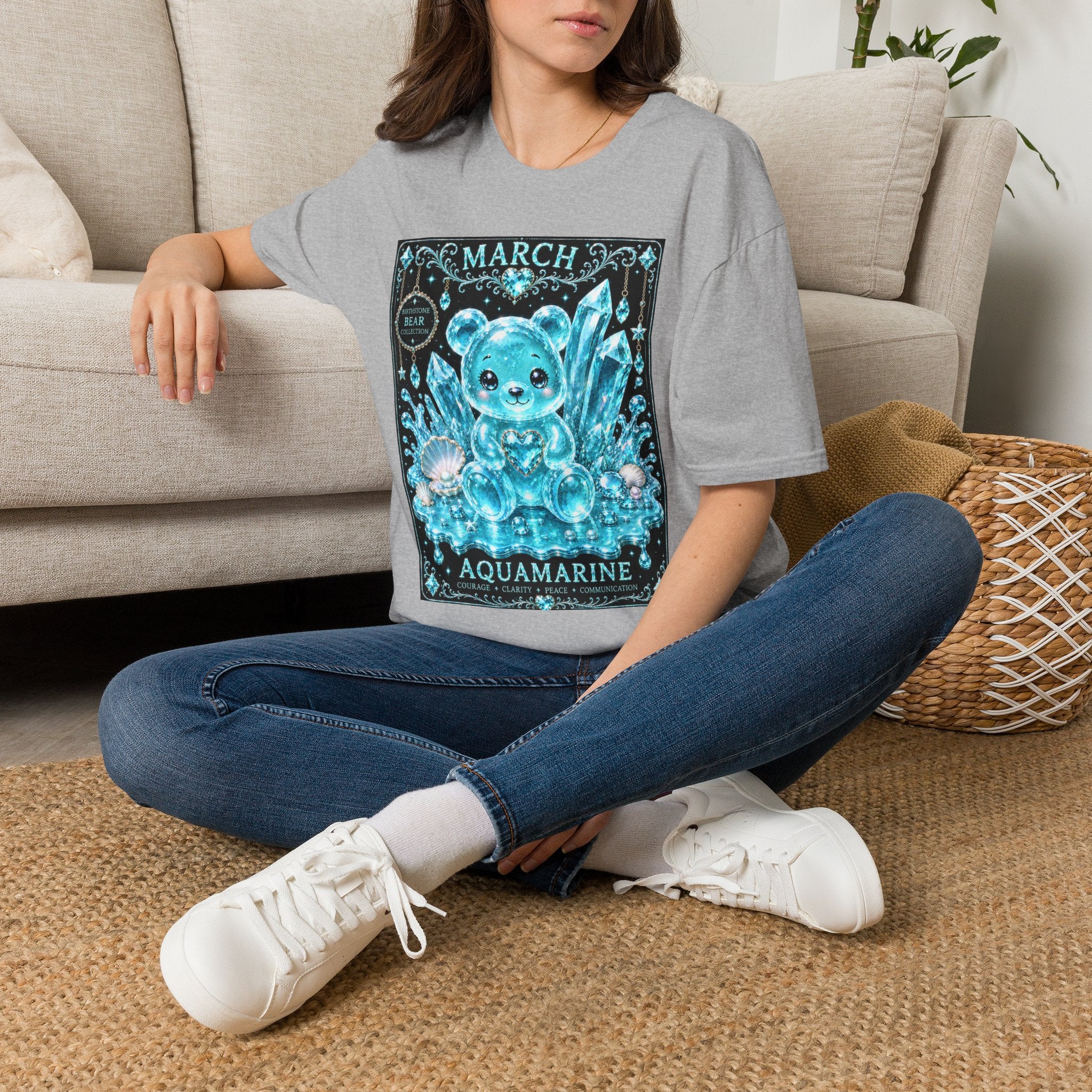 March, Aquamarine Birthstone Oozy Bear Gummy Special Addition- Graphic Shirt