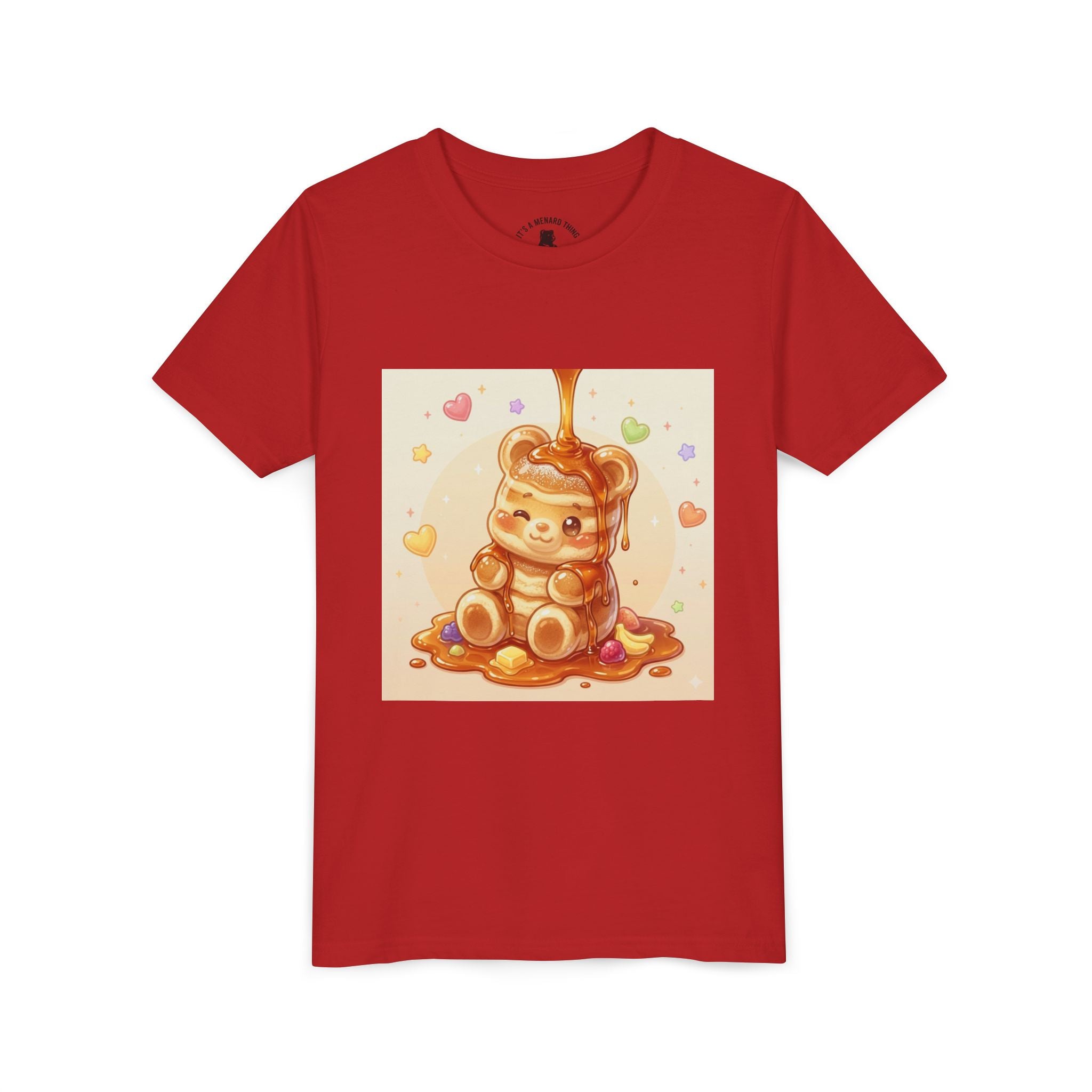 Fluffy Thick Gooey Gummy Pancake Bear Youth T-Shirt