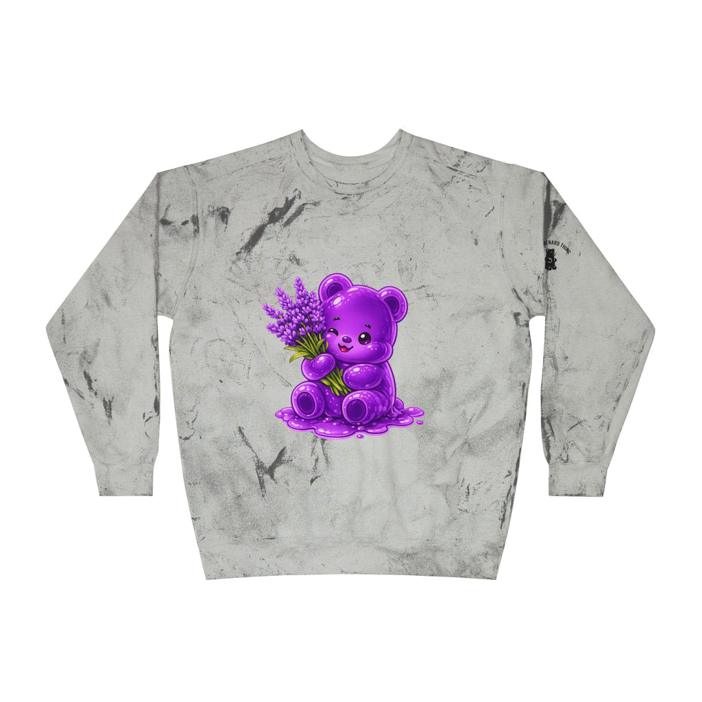 Lavender Stalk, Purple Oozy Bear Gummy Special- Graphic Tie-Dye Sweatshirt