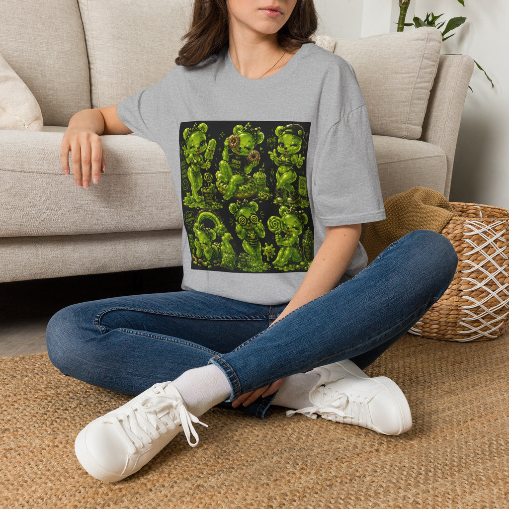 Lime Green Retro Oozy Bear Babe, Beach Pin Up- Adult Graphic Shirt (18+)
