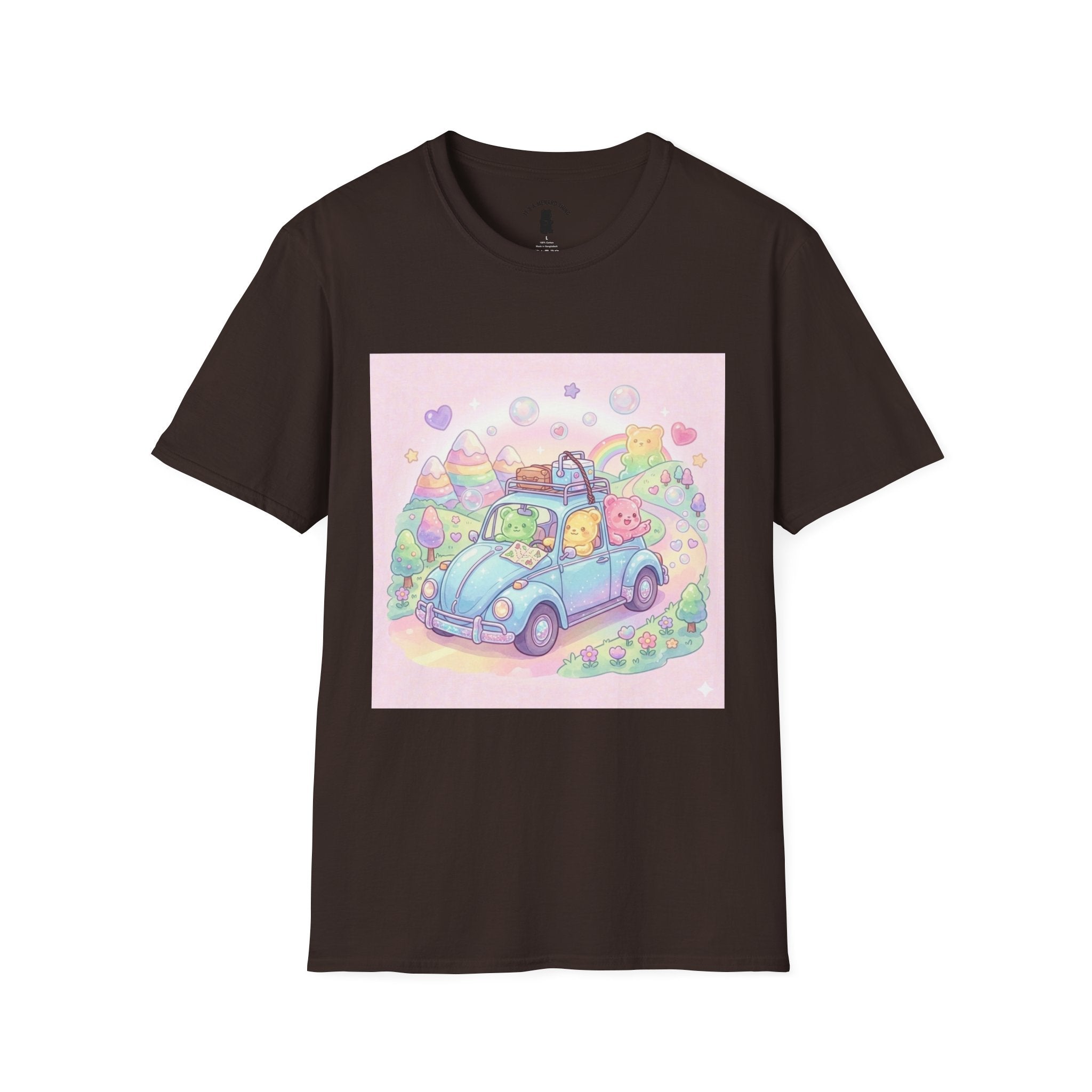 Buggy Road trip, Gooey Gummy Friends Adventure — Kawaii Graphic T-Shirt